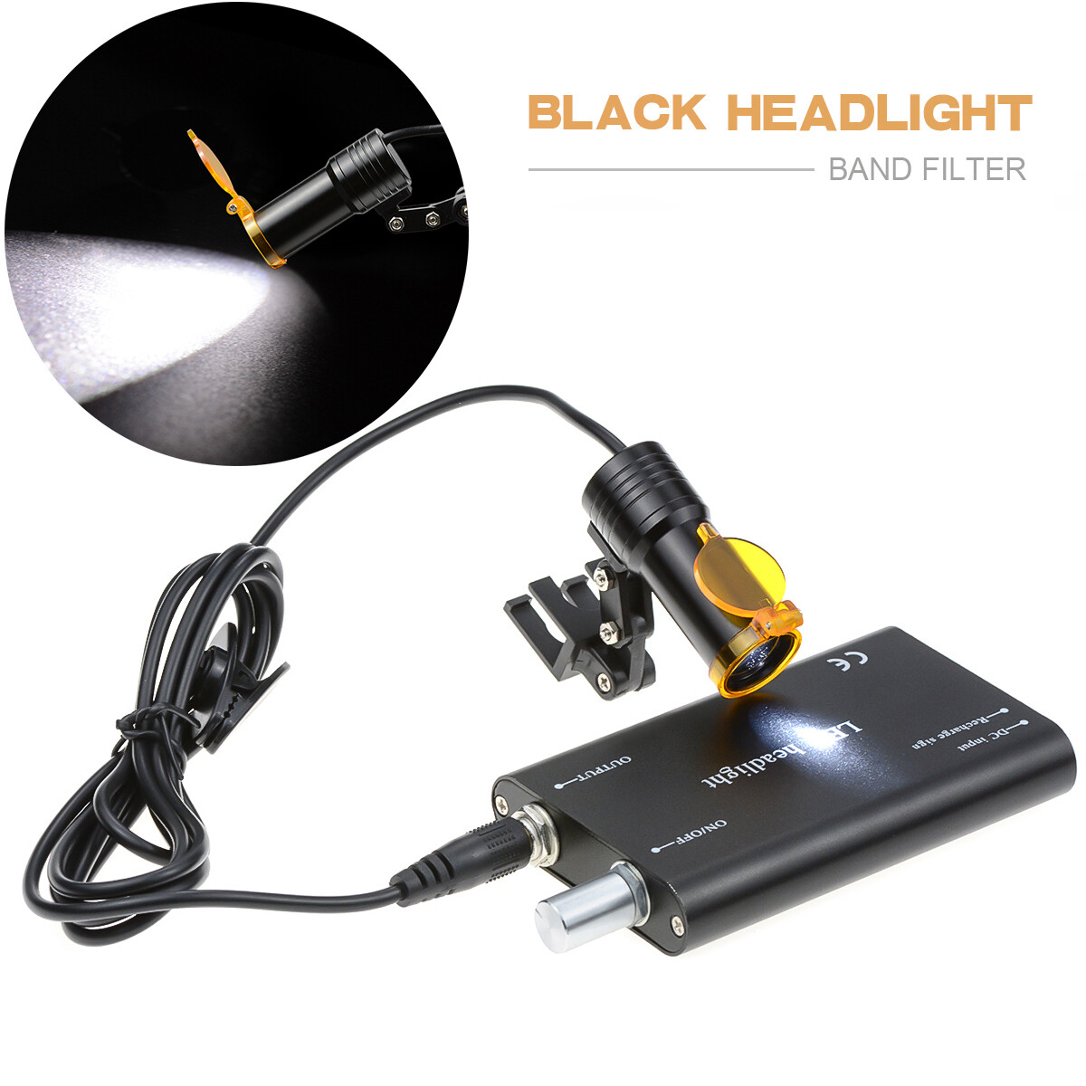 5W Dental LED Headlight Clip-on with Filter for Binocular Loupes Black US STOCK