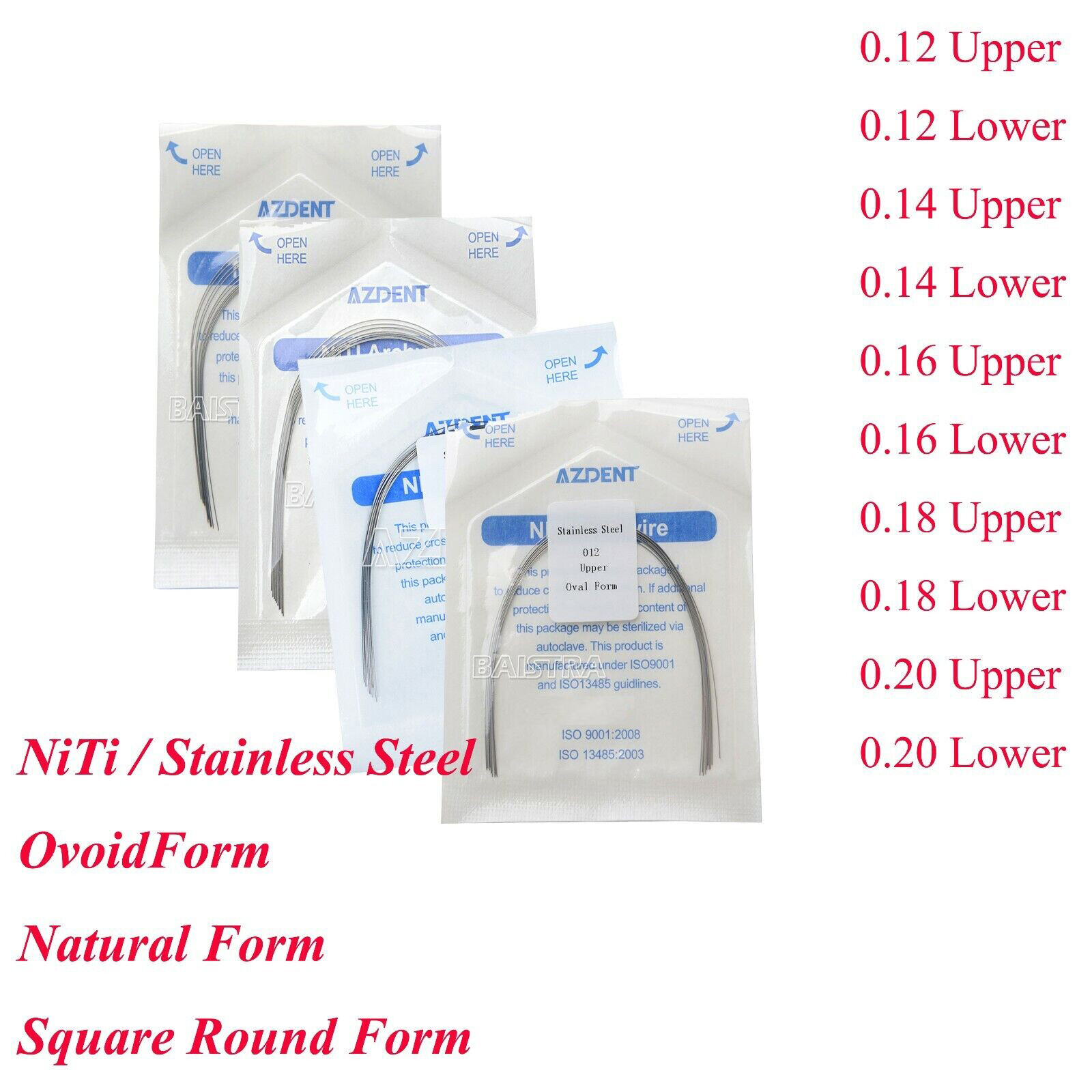 AZDENT Dental Ortho Super Elastic Niti Arch Wire Round /Natural Stainless Steel
