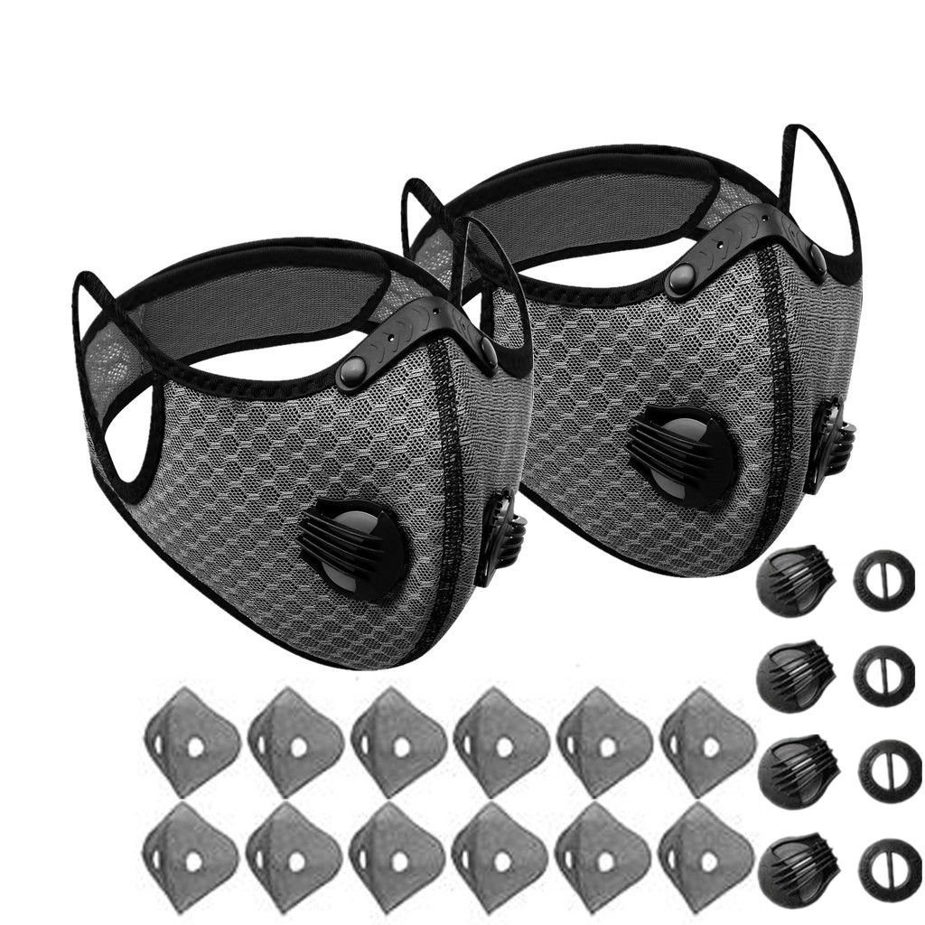 2Pcs Reusable Facepiece Half Face Cover Respirator Dust Mask With Filters Valves