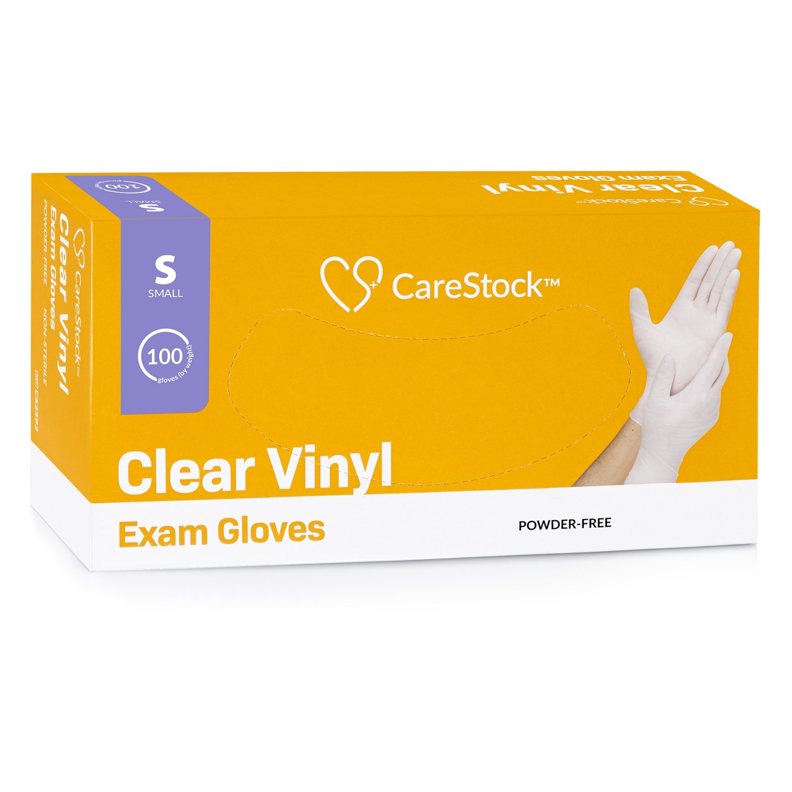 CareStock Vinyl Exam Glove Standard Cuff Length SMALL CS2592 1000 per Case
