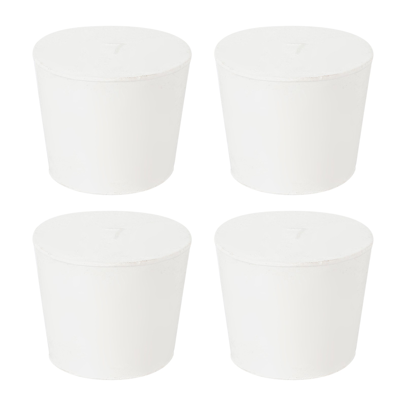 4Pcs Solid Rubber Stoppers White 7# Tapered Lab Plugs 37x29x30mm