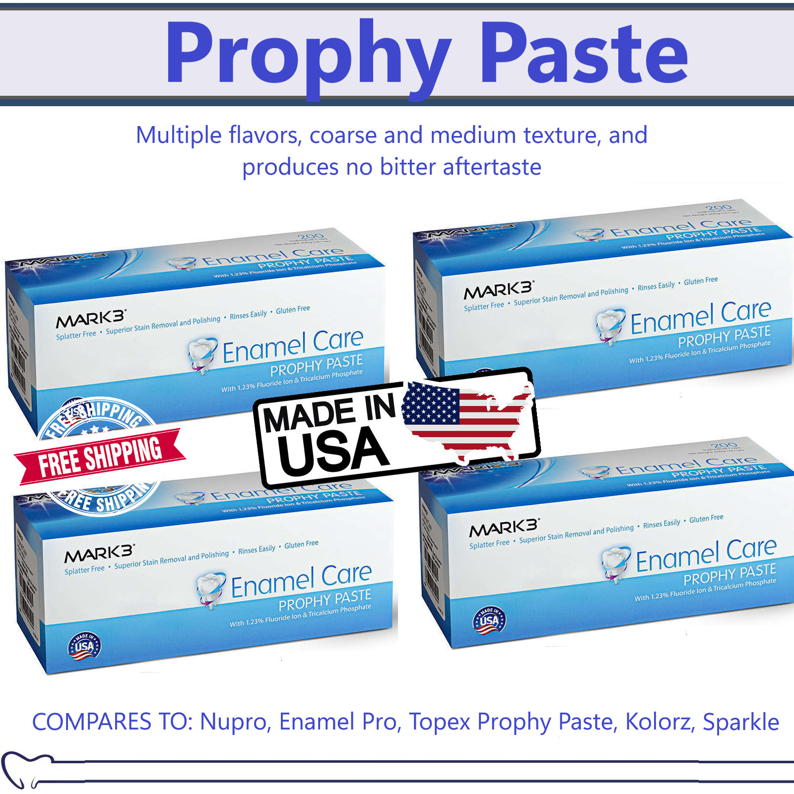 Dental Prophy Paste 400 cups Prophylaxis Non Splatter Mark3 – Choose GRIT FLAVOR