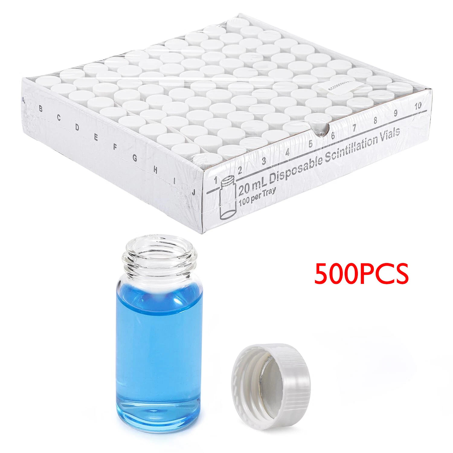 500pcs 20ml Scintillation Vials Borosilicate Glass Sample Vials Counting Vial ﻿