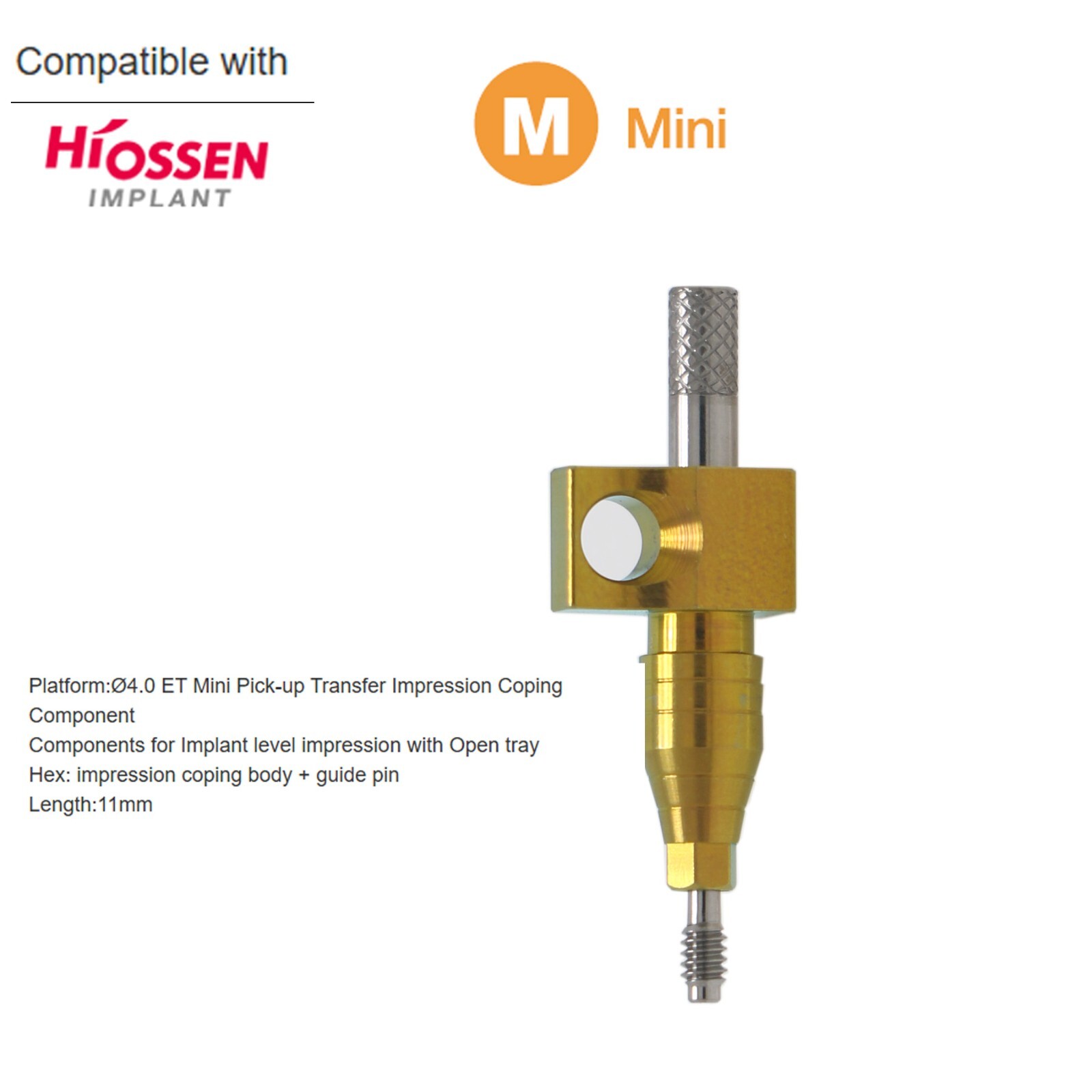 Dental Pick-Up Impression Coping &Guide Pin Mini Standard Fit Hiossen ET Implant