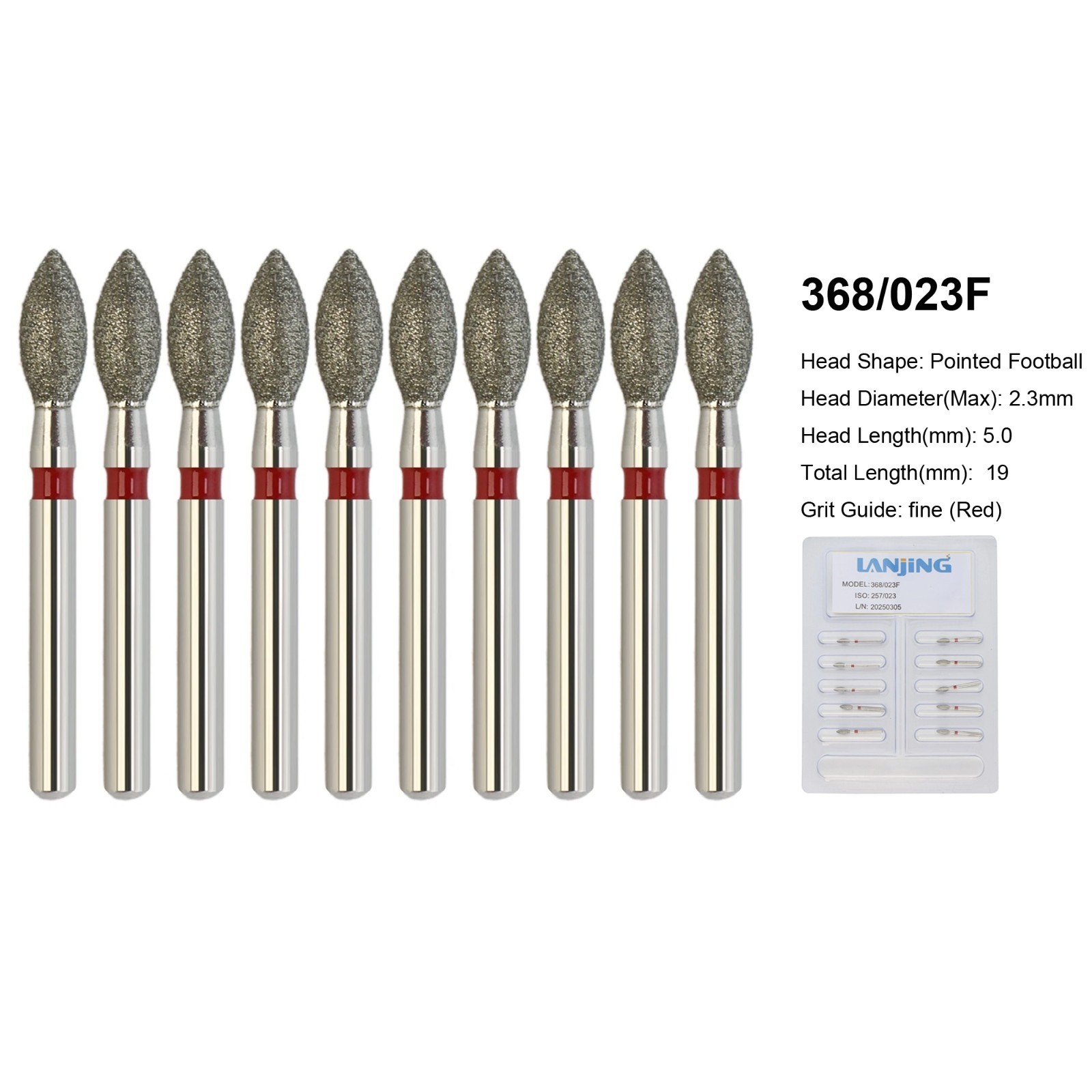 Dental Bur Diamond Burs FG High Speed Round End Taper Cylinder Football Barrel