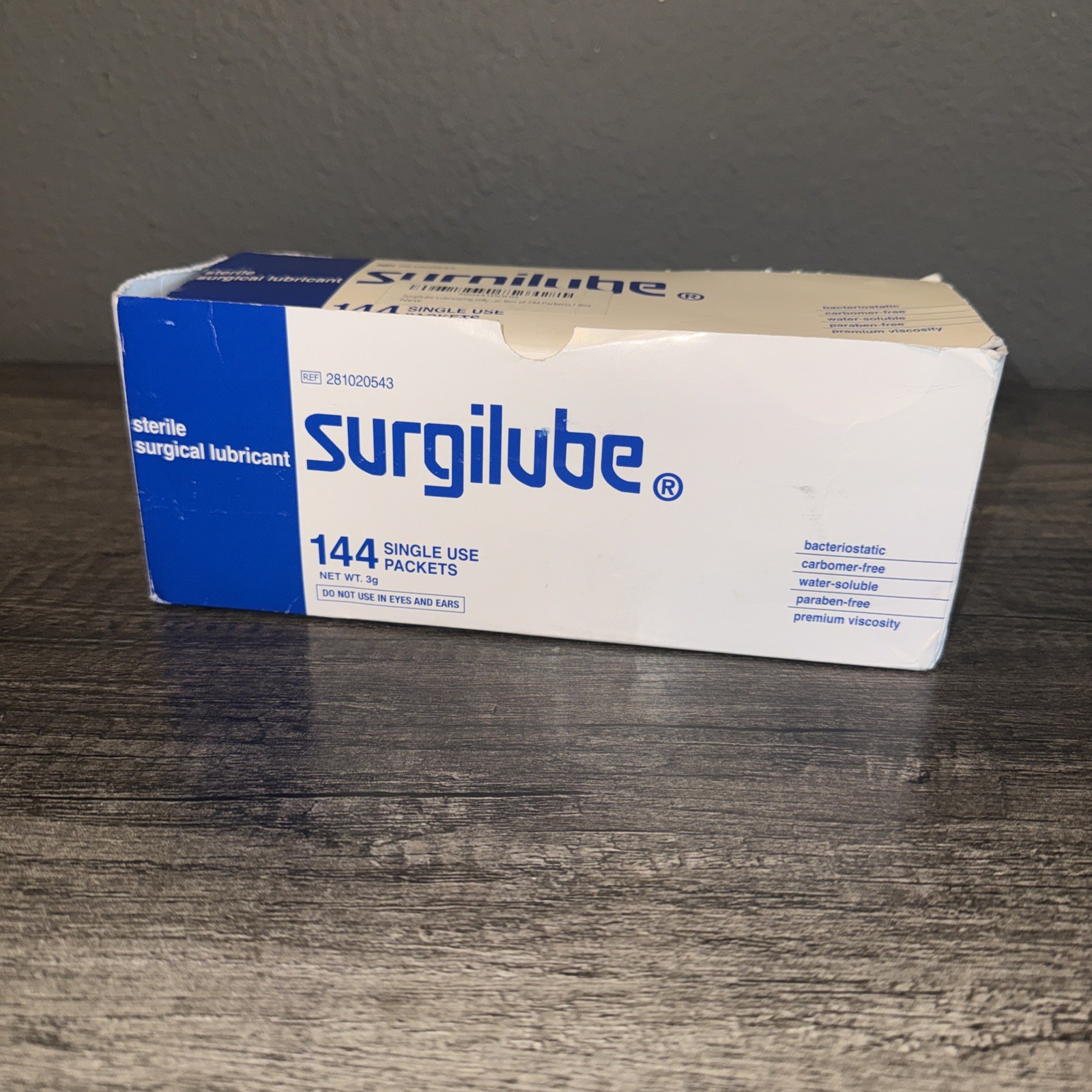 Surgilube Surgical Lubricant Sterile Bacteriostatic Jelly Foil Pac 3g 144 Count