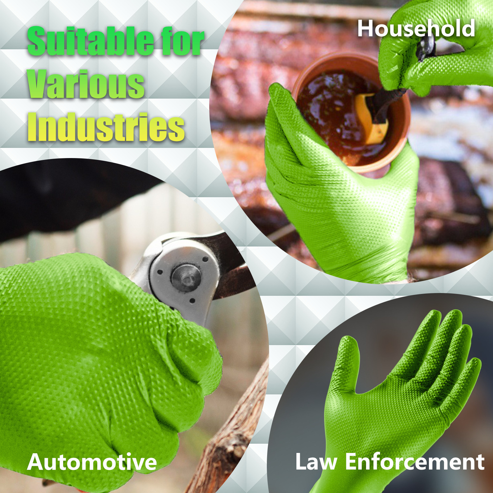 Heavy Duty Nitrile Gloves 8 Mil, Latex-Free, Large, Box of 1000, for Industrial
