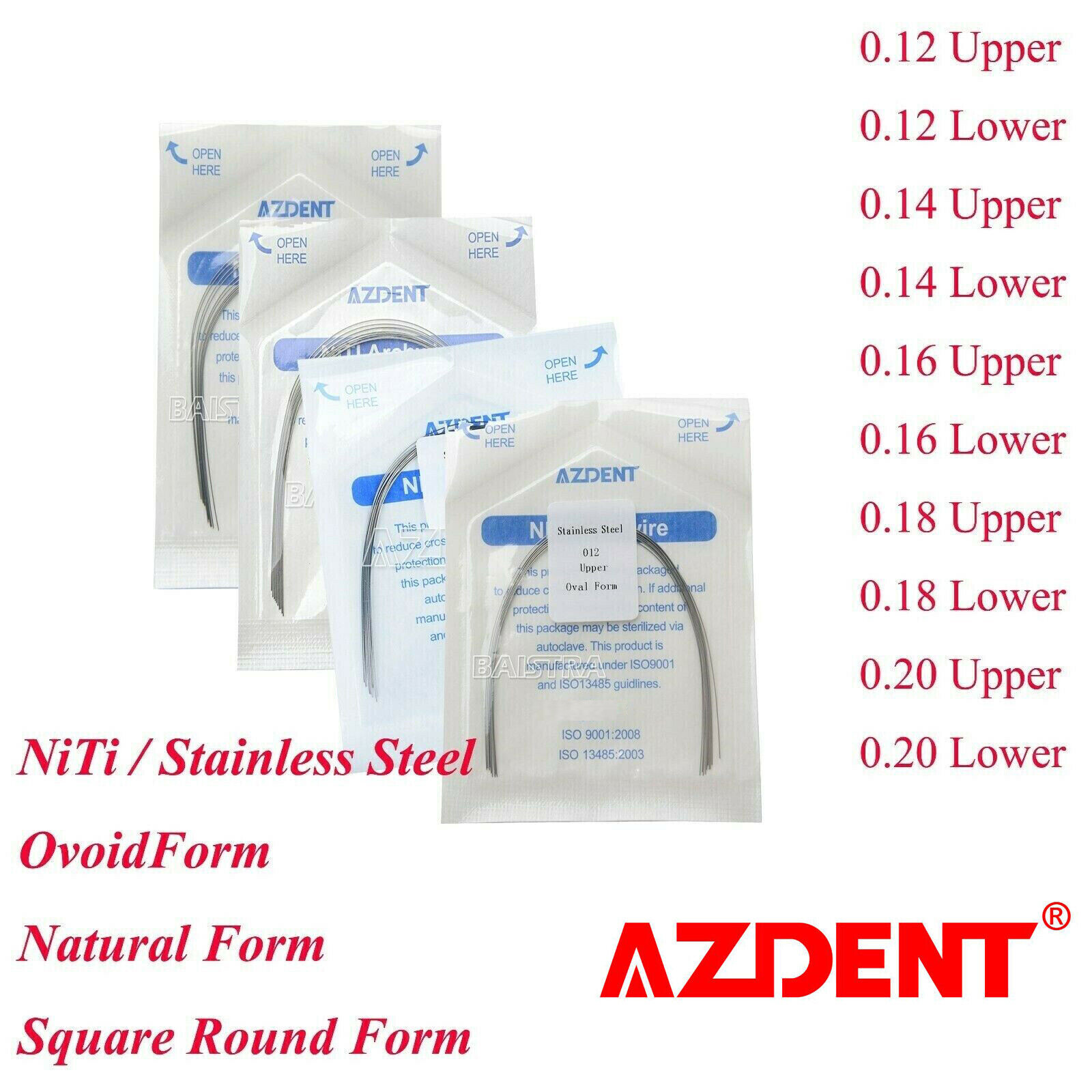 10 Pack Dental Ortho Super Elastic Niti Arch Wire Stainless Steel Round /Natural