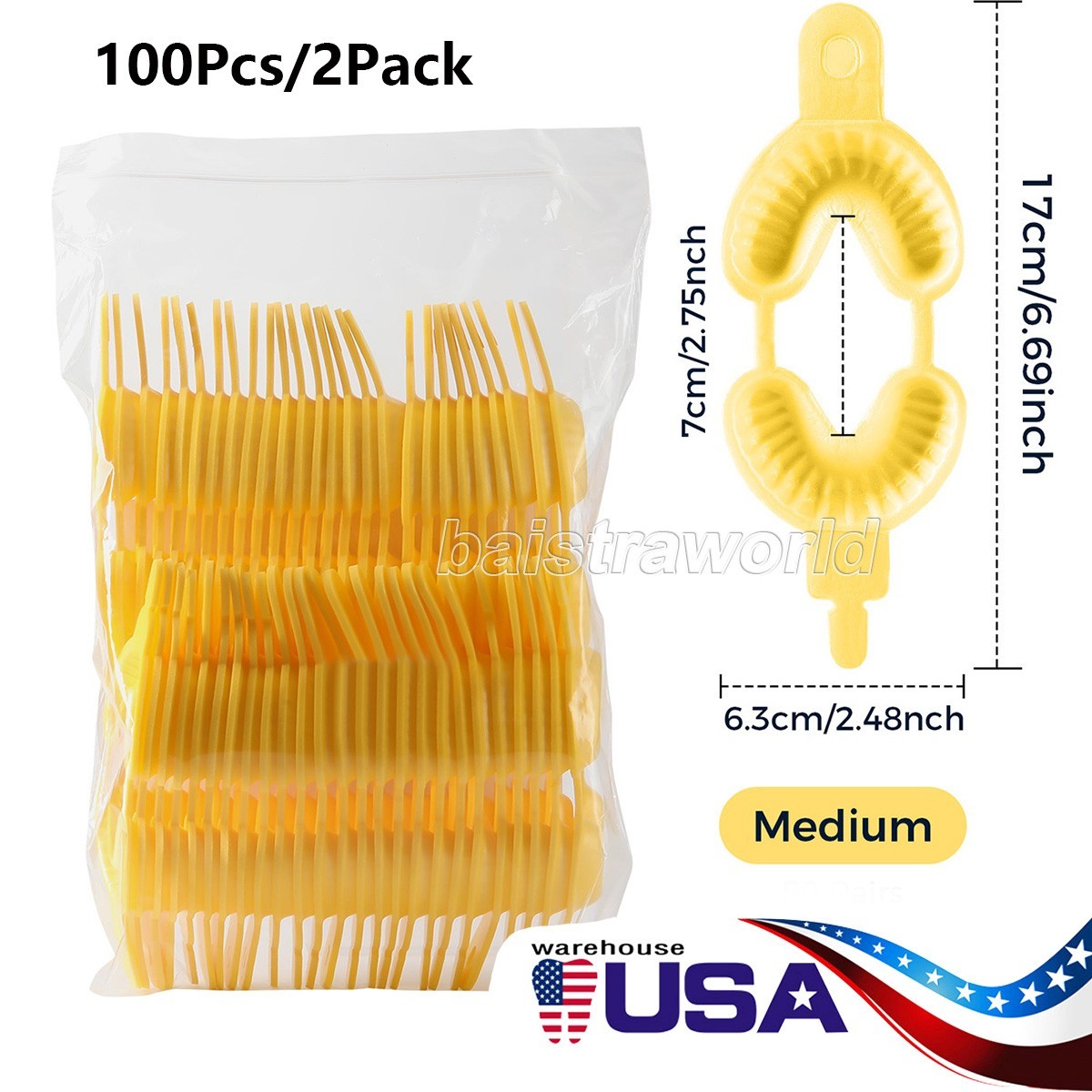 100Pcs Dental Disposable Fluoride Trays Dual Arch Trays For Gel or Foam Medium