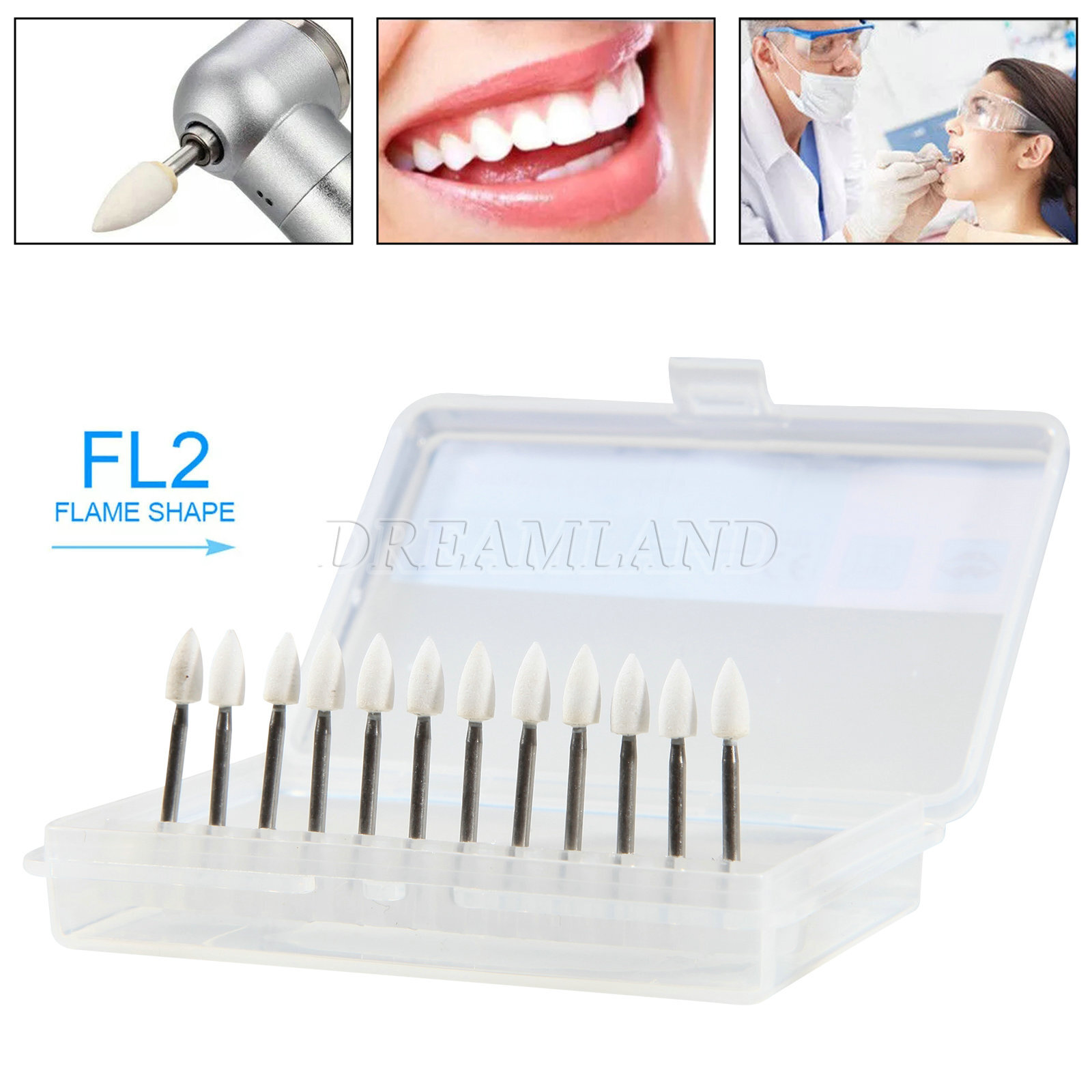 Dental White Polishing Stones FG FL2 Burs/Composite Polishing Diamond RA Disc