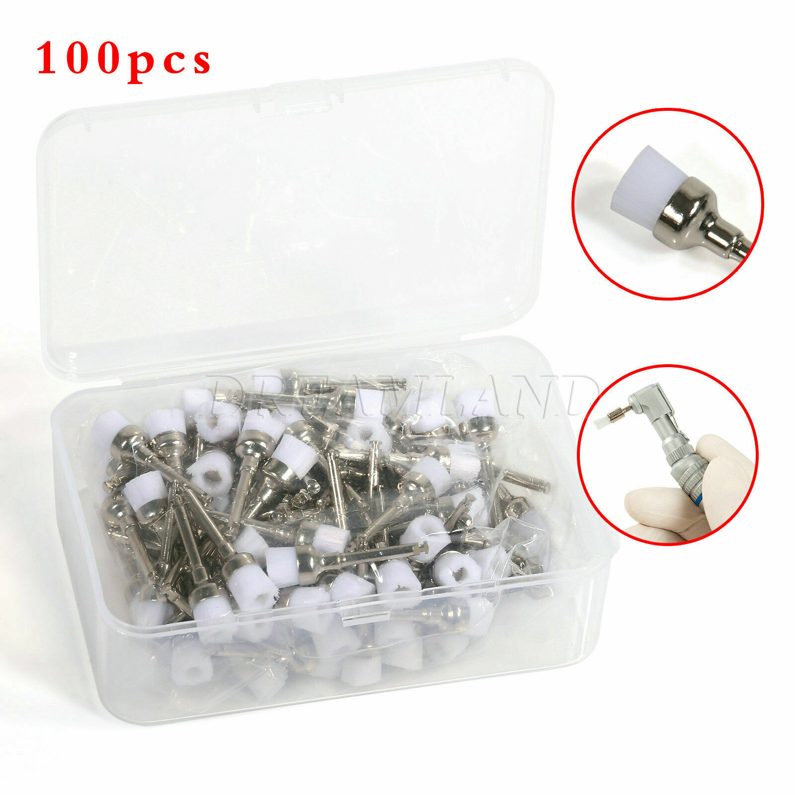 100Pcs/Pack Dental Polishing Brush Flat/Mane/Tapered For Slow Speed Handpiece OE