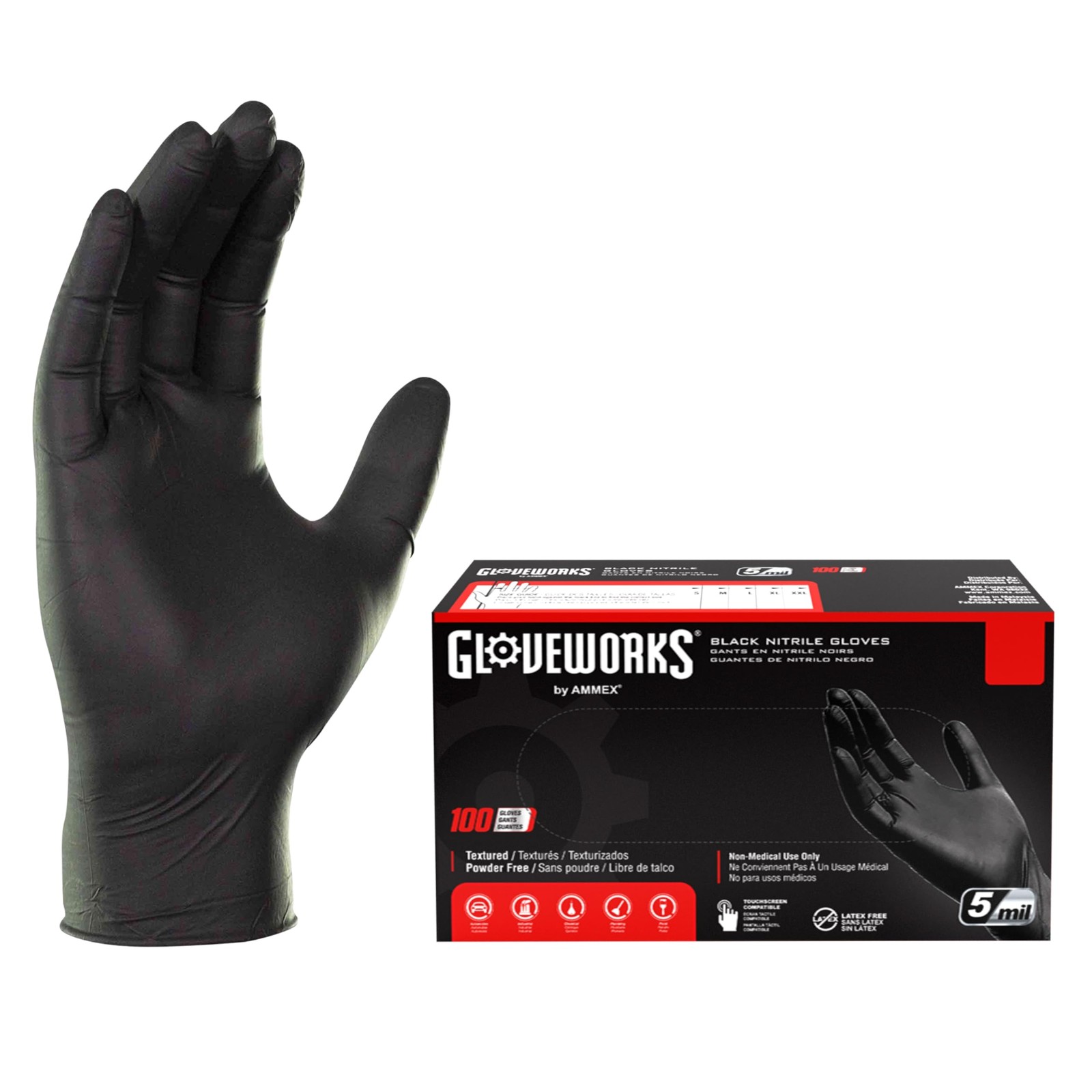 Black Nitrile Gloves 5 Mil Disposable for Food Service, Cooking, Professional…