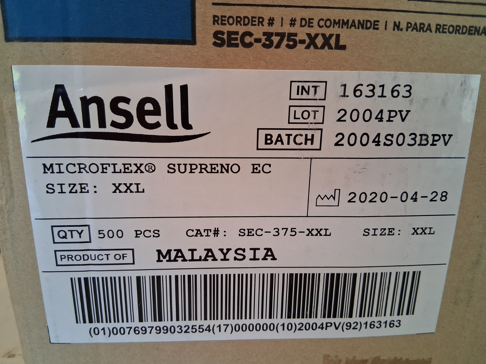 *500-Gloves* Microflex Supreno EC Extended Cuff PF Nitrile XX-Large SEC-375-XXL