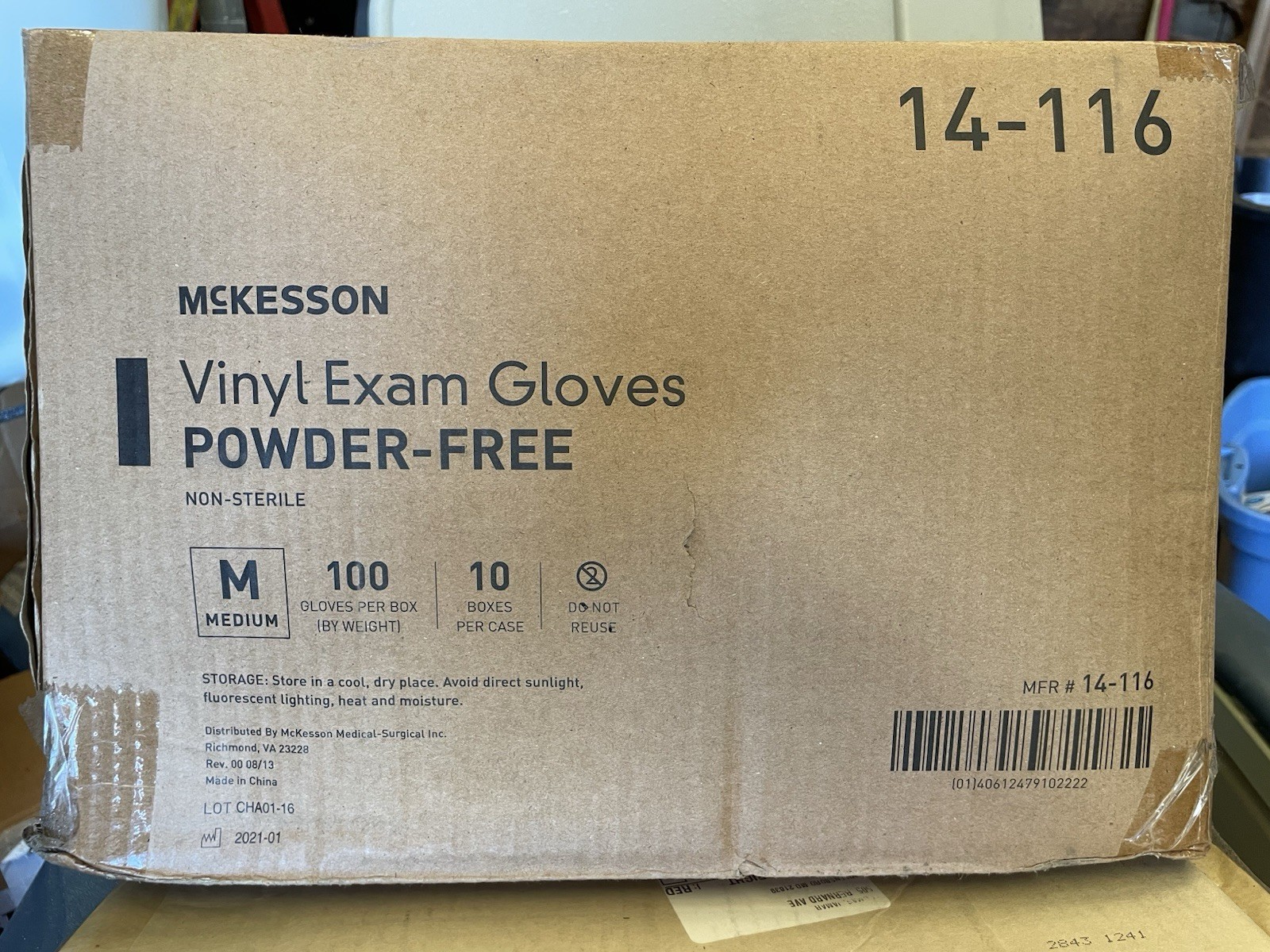 McKesson Vinyl Exam Powder Free Gloves Large (Pack of 100) (14-118)