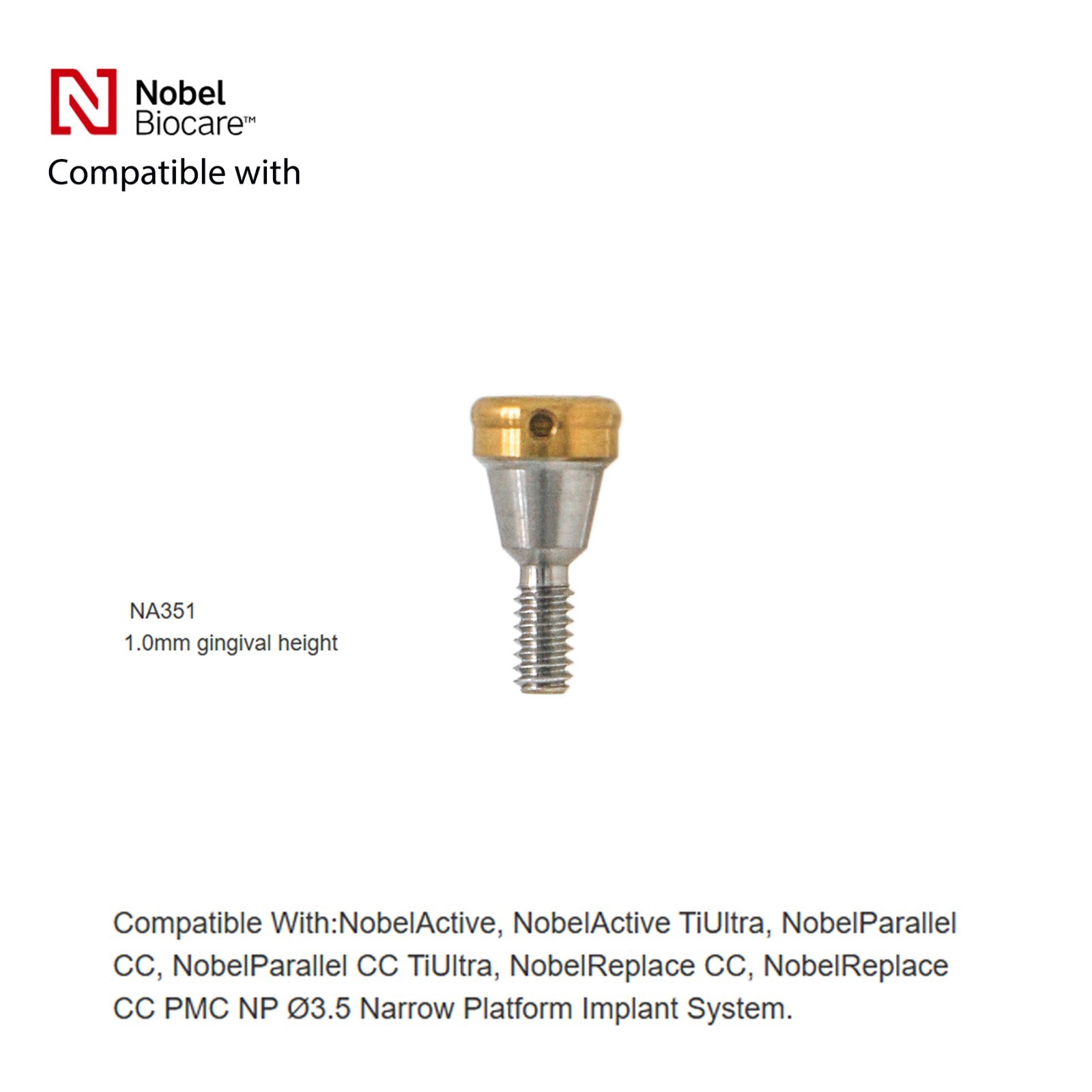 US Locator Abutment NP/RP 1-5.0mm GH Compatible Nobel Biocare Conical Connection