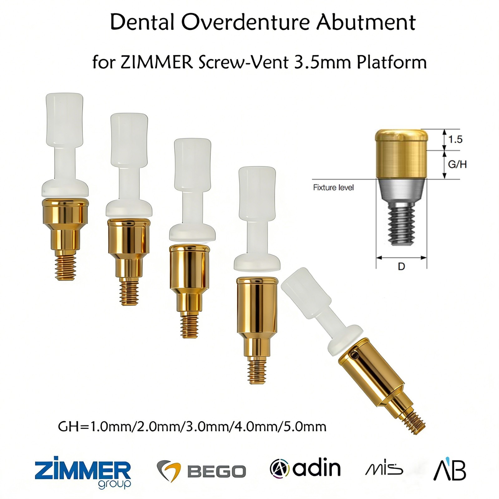 US Zest Locator Abutment for Zimmer Screw Vent 3.5/4.5 Platform and compatibles