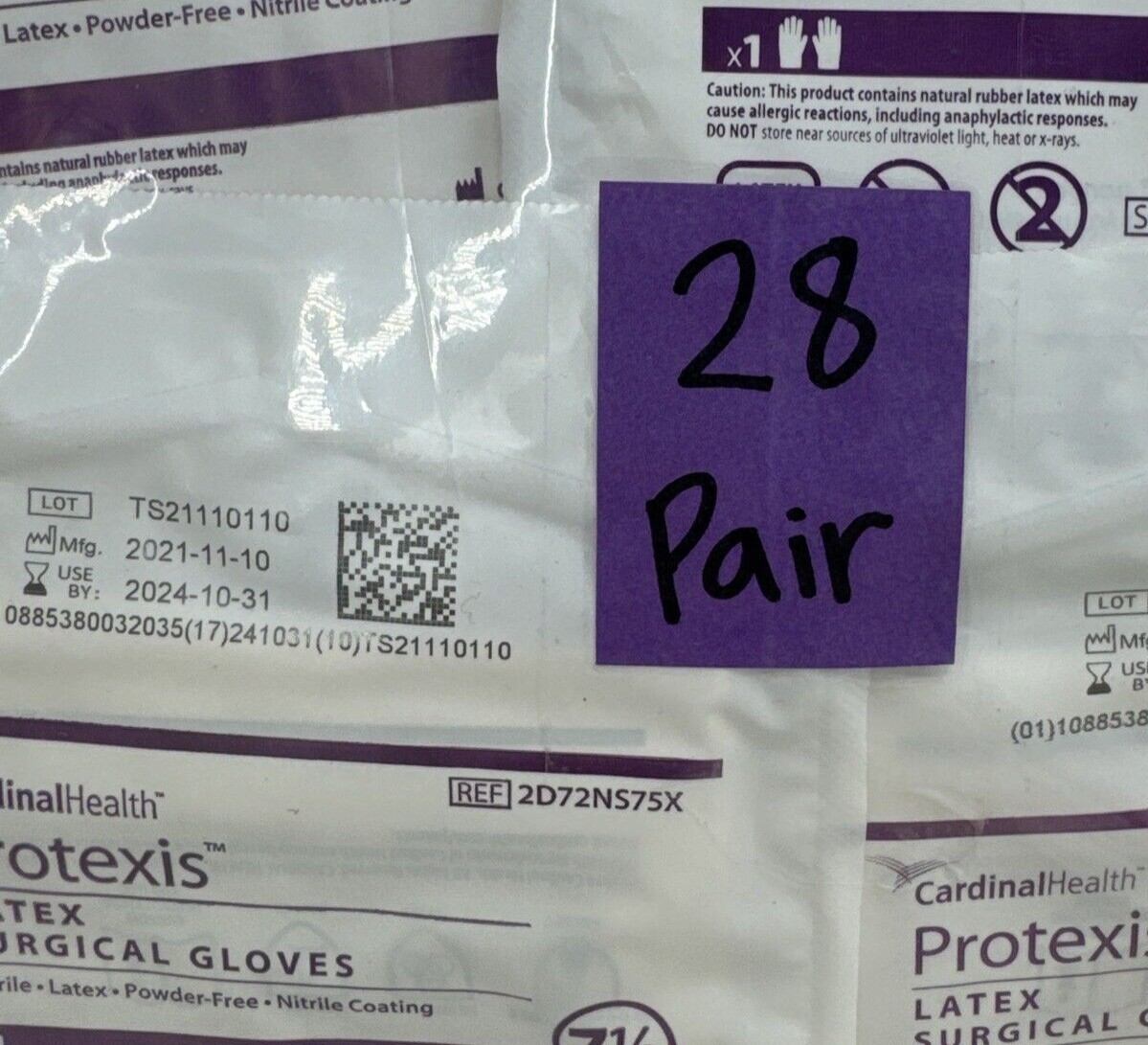 Cardinal Health Protexis Latex Surgical Gloves, *28 Pair* Size: 7.5 *See Date*