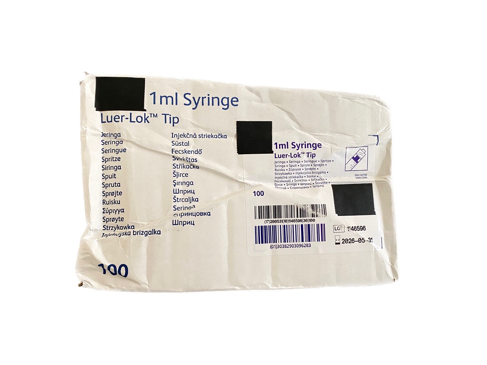 (100/Pk) Laboratory 1mL Plastic Disposable General Use Syringes w/ Luer-Lok Tip