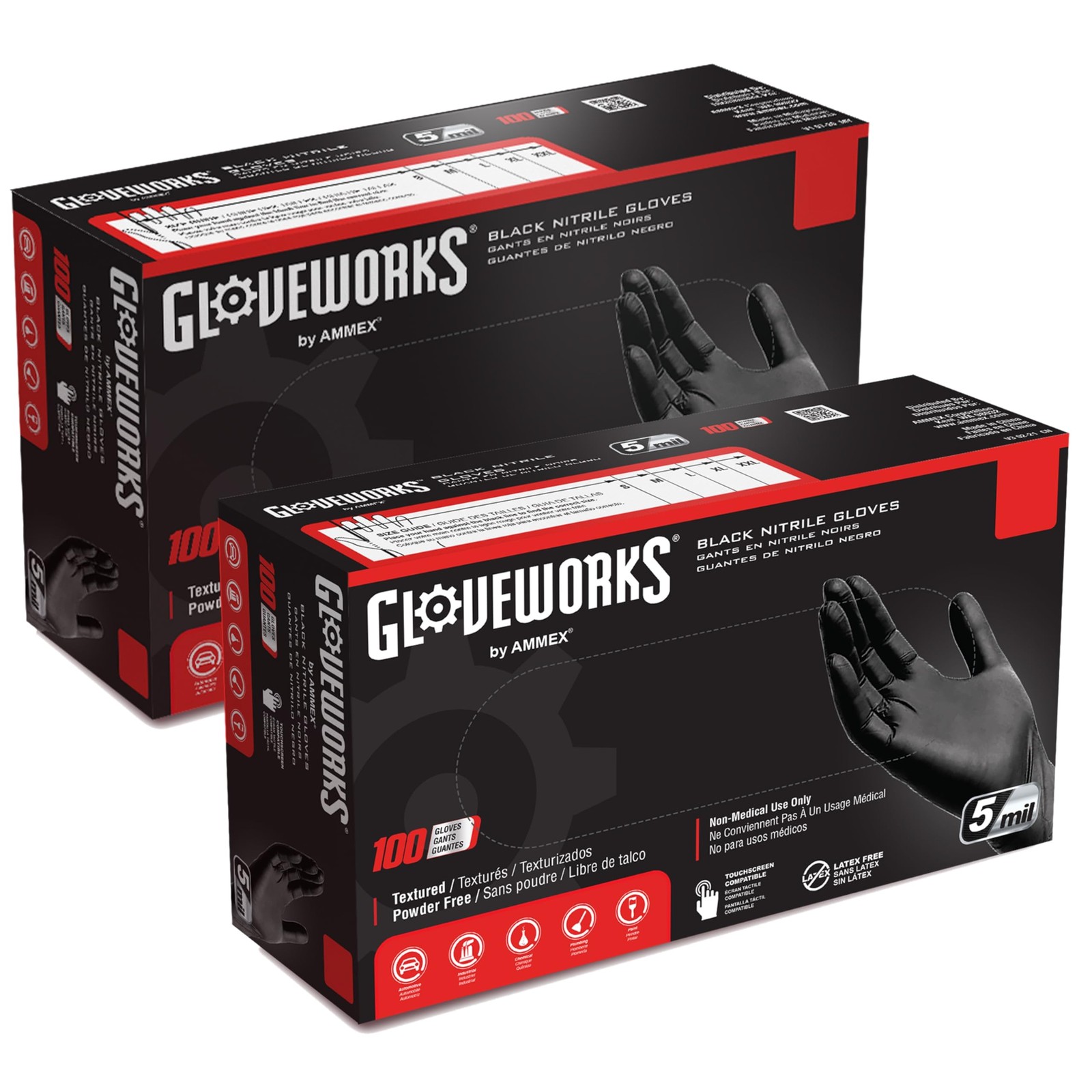 Black Nitrile Gloves 5 Mil Disposable for Food Service, Cooking, Professional…
