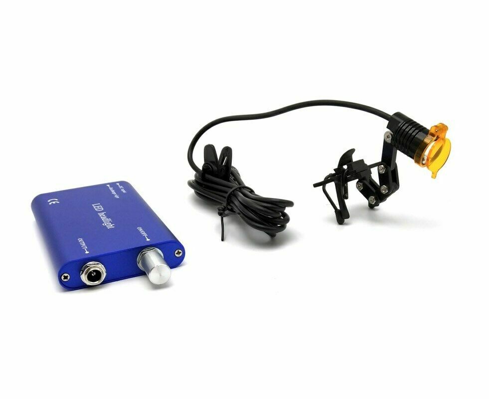 US STOCK 3W Dental Medical LED Head Light w/ Filter Metal Clip-on Head Ligh Blue