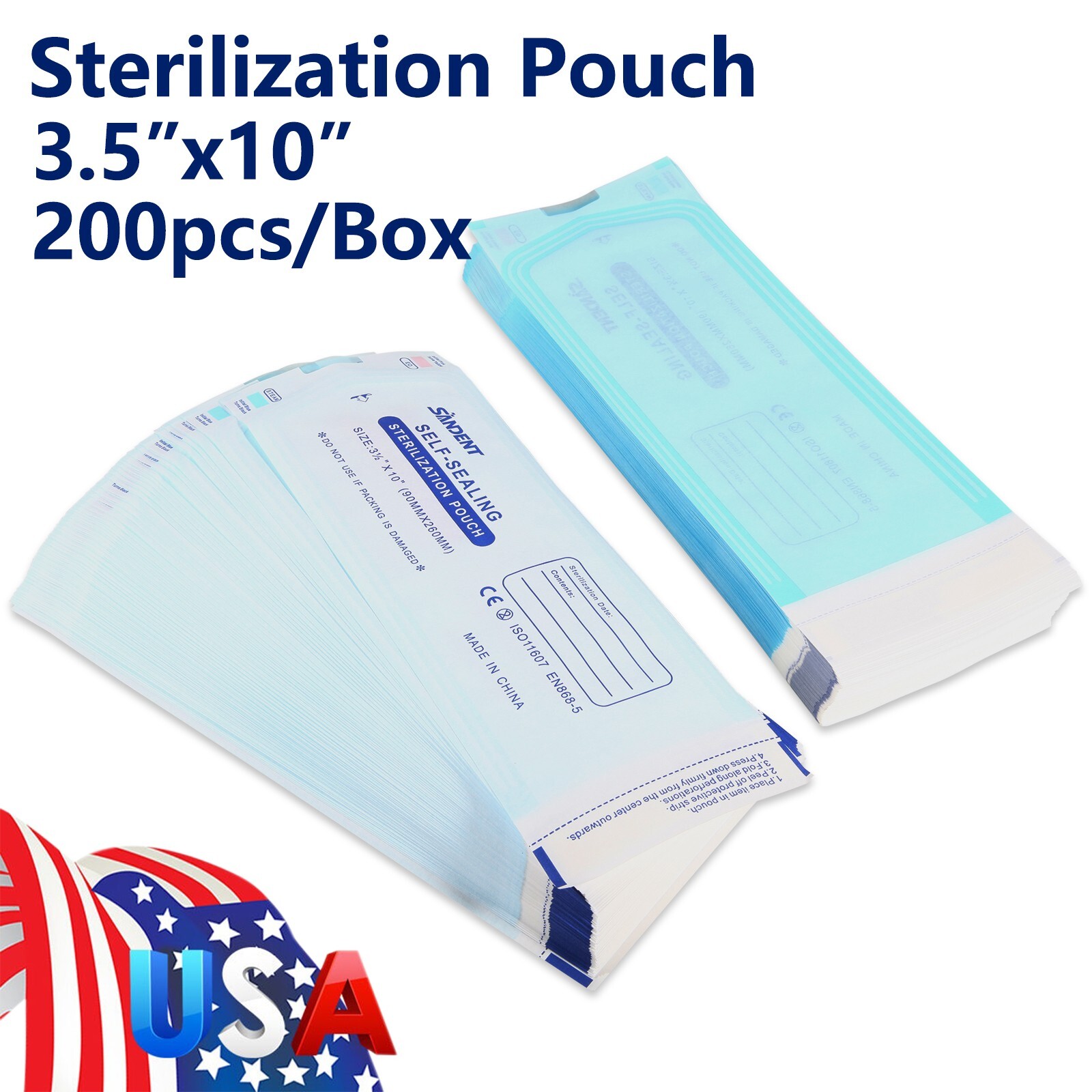 Sterilization Pouches- 3.5 ” x 10 ” Dental Self Pouch Bag 200 Bags