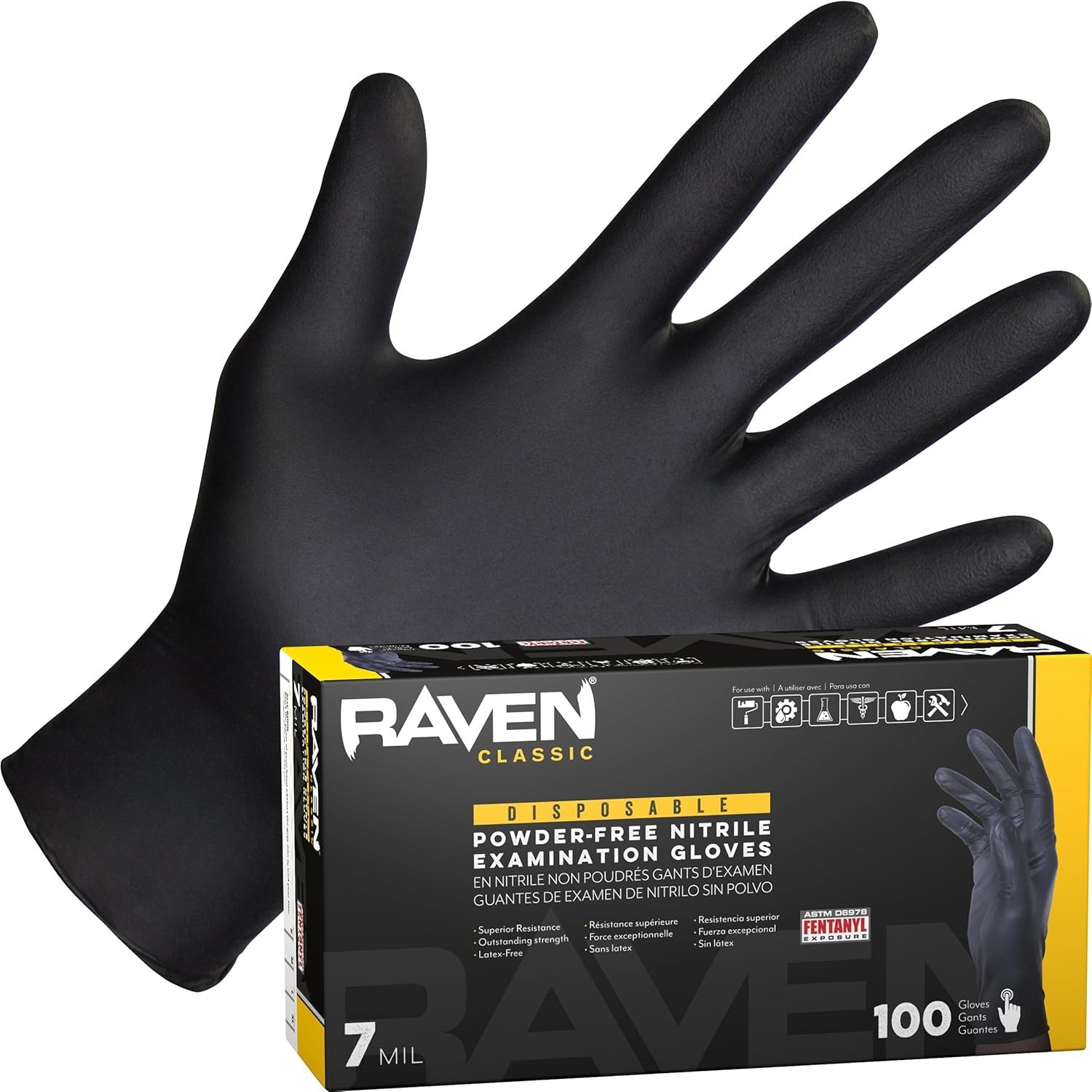 SAS 66519 Raven 7 mil Black Nitrile Disposable Gloves – X-Large