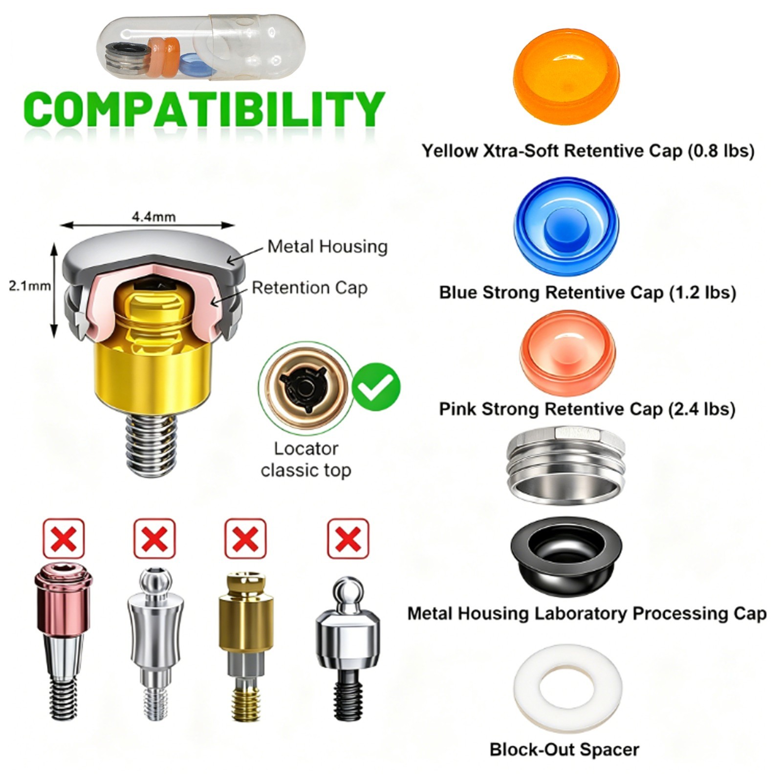 US Dental Locator Abutment Multiple Implant Hiosse/Nobel/Zimmer/BioHorizons/ITI