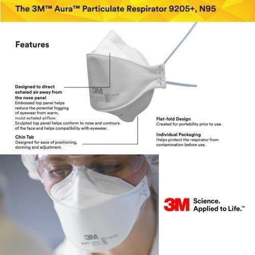 *10-Pack* 3M Aura N95 Protective Disposable Respirator Face Mask 9205+