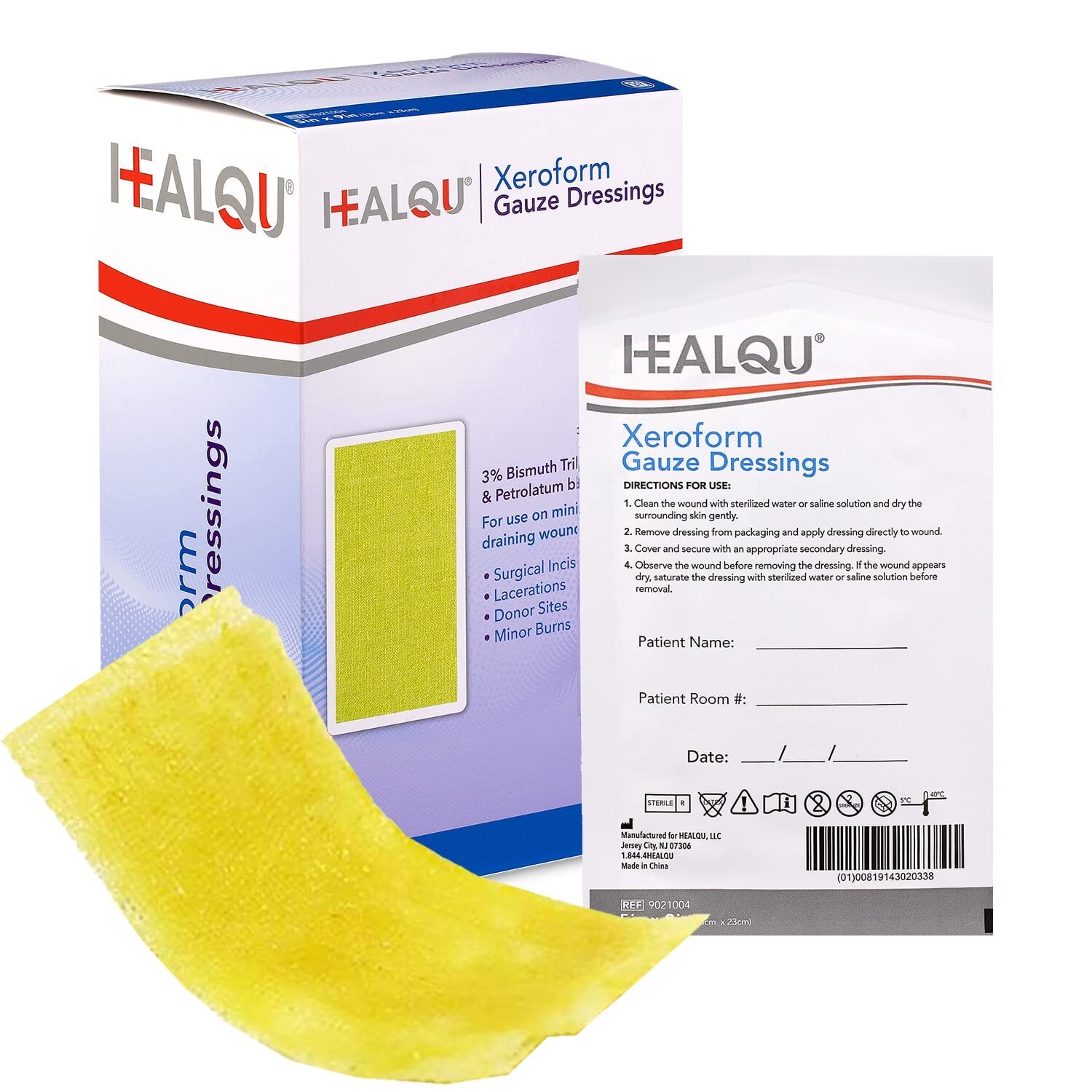 HEALQU Xeroform Petrolatum Dressing 5×9 – Box of 25 Non-Adherent Gauze Pad fo…