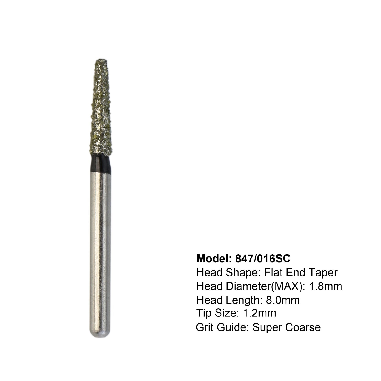 Dental Diamond Burs Flat End Taper 847/016SC Super Coarse Black FG High Speed