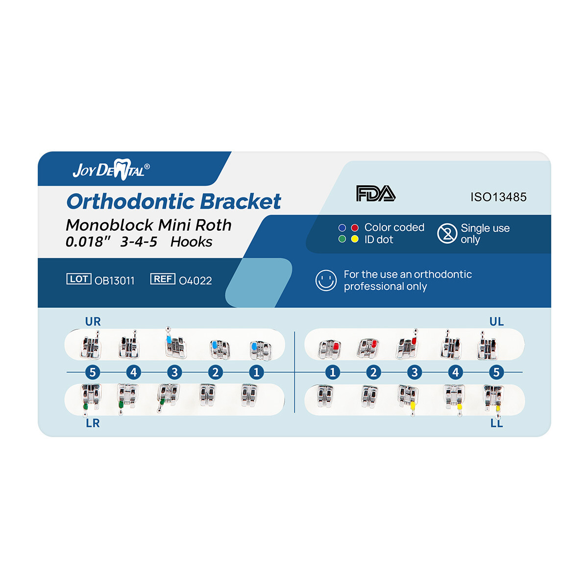 Dental Orthodontic Brackets Braces Monoblock Mini Roth/MBT 018/022 Hooks 345 USA