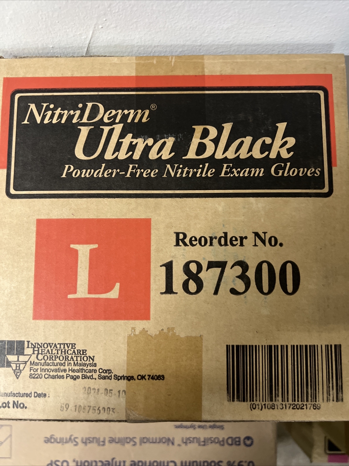 Innovative Health #187300 Black Nitrile Gloves 4 mil Large 1000 Case