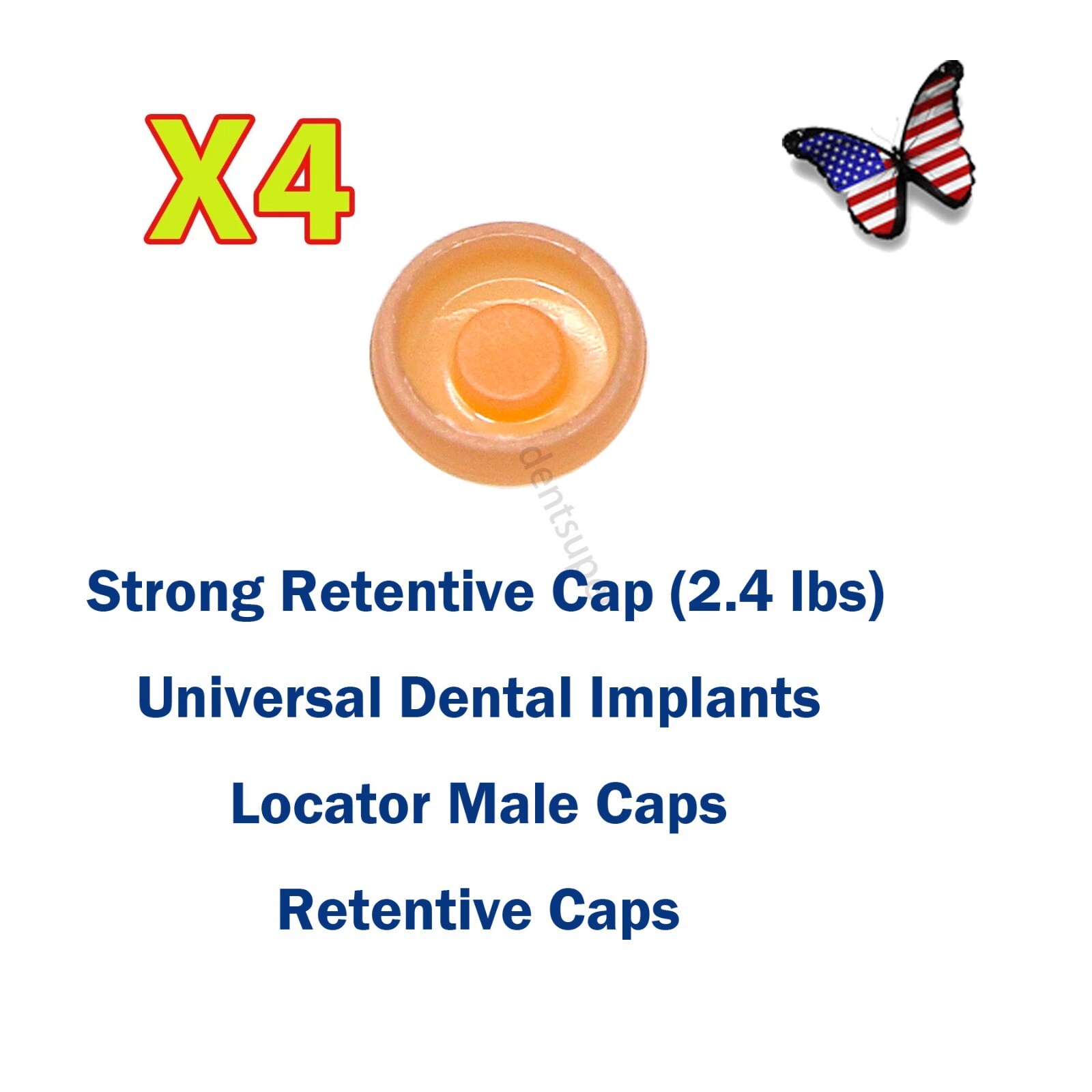 US Universal Overdenture Implant Retention Caps 1.2 lbs & 2.4 lbs/Metal Housing