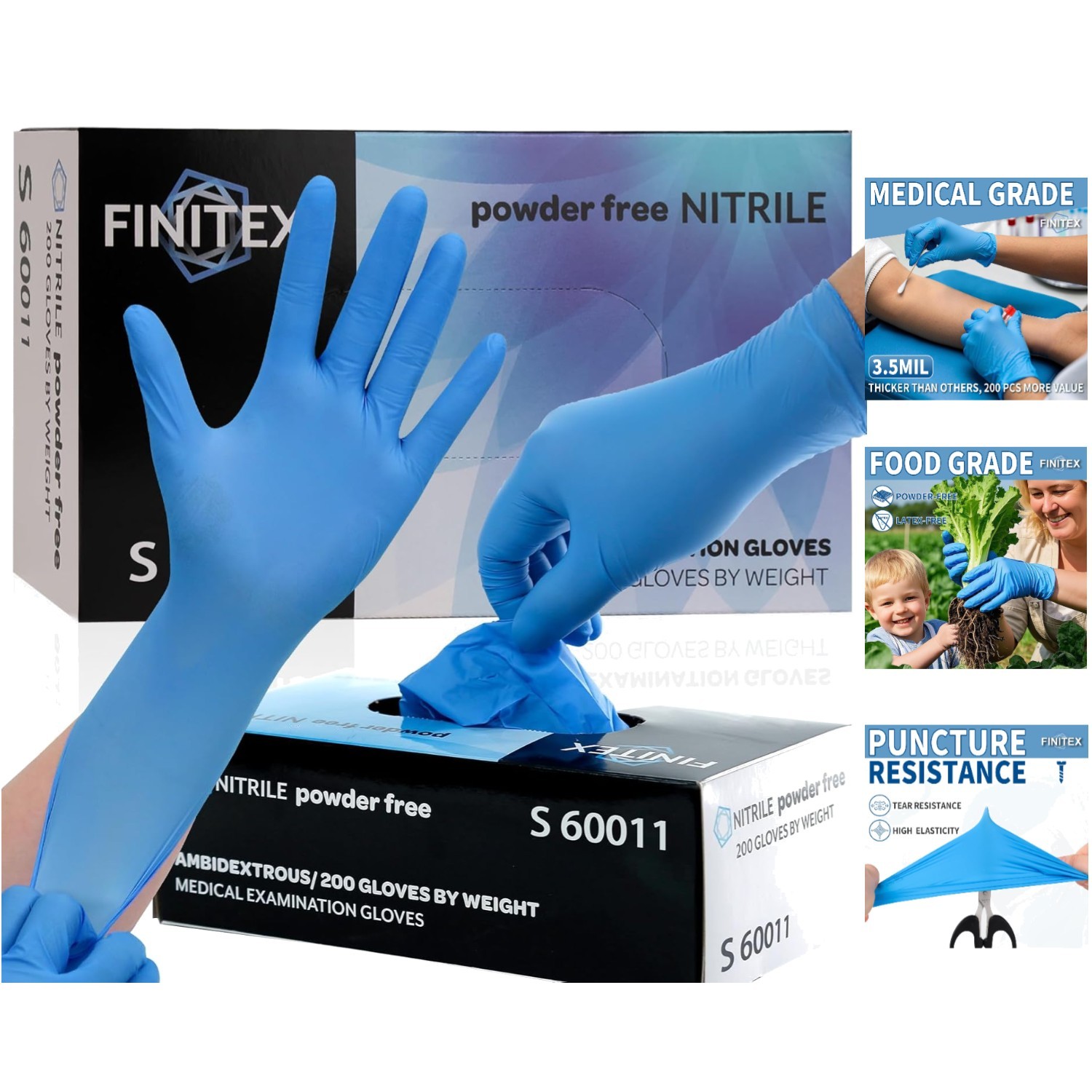 Extra Strong Blue Nitrile Disposable Gloves – 200 Pack, Ambidextrous & Textured
