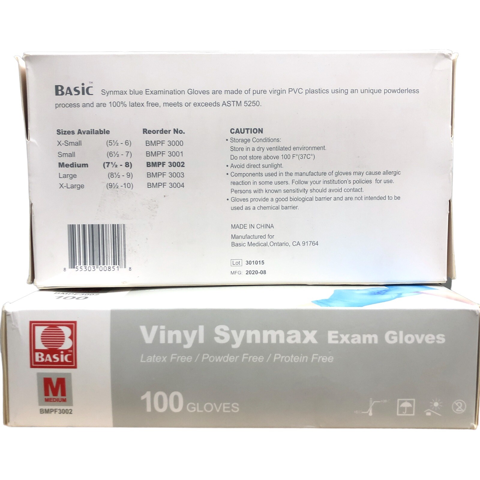 2 Boxes Vinyl Synmax Disposable Medium Latex & Powder Free Gloves 200 Gloves