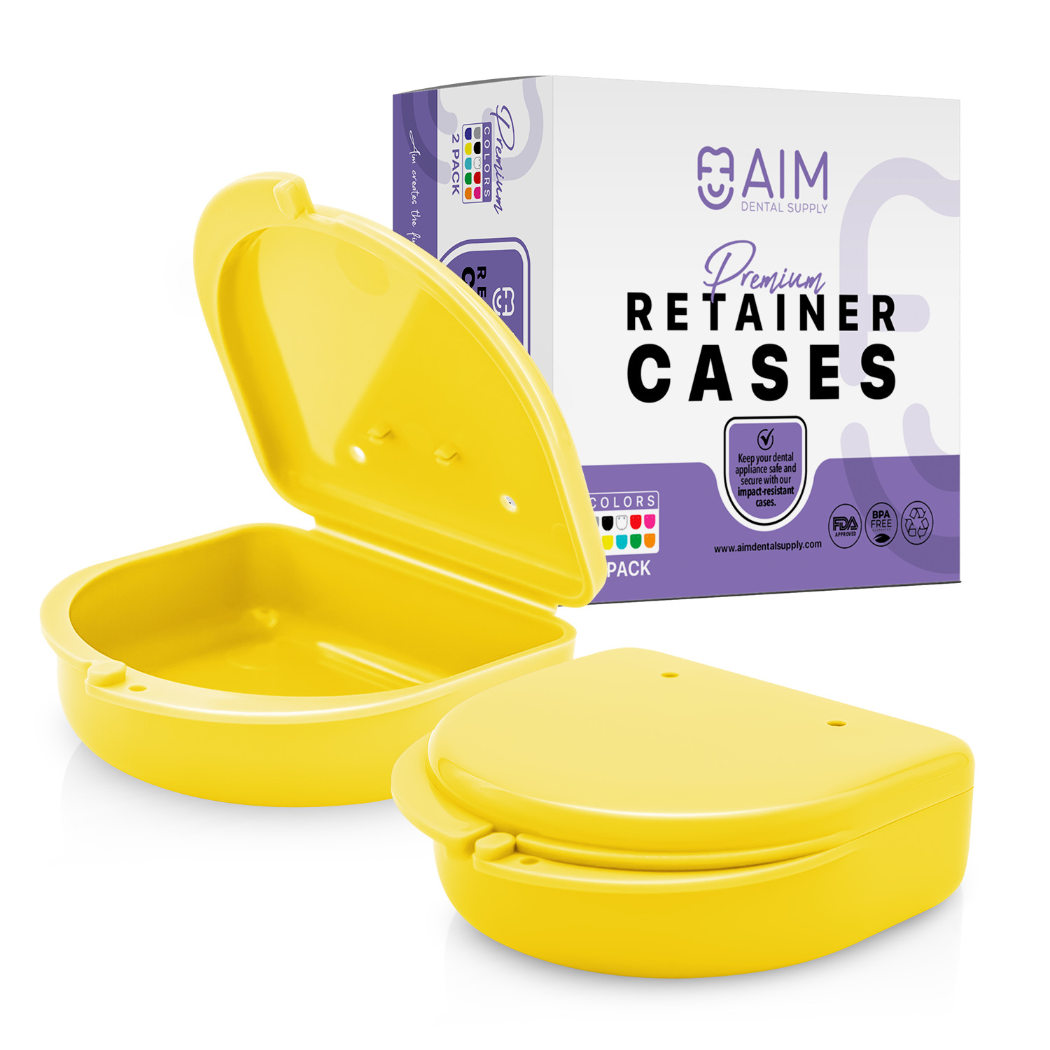 2PK Retainer Case, Denture Storage Box, Mouthguard Container,Dental Aligner Case