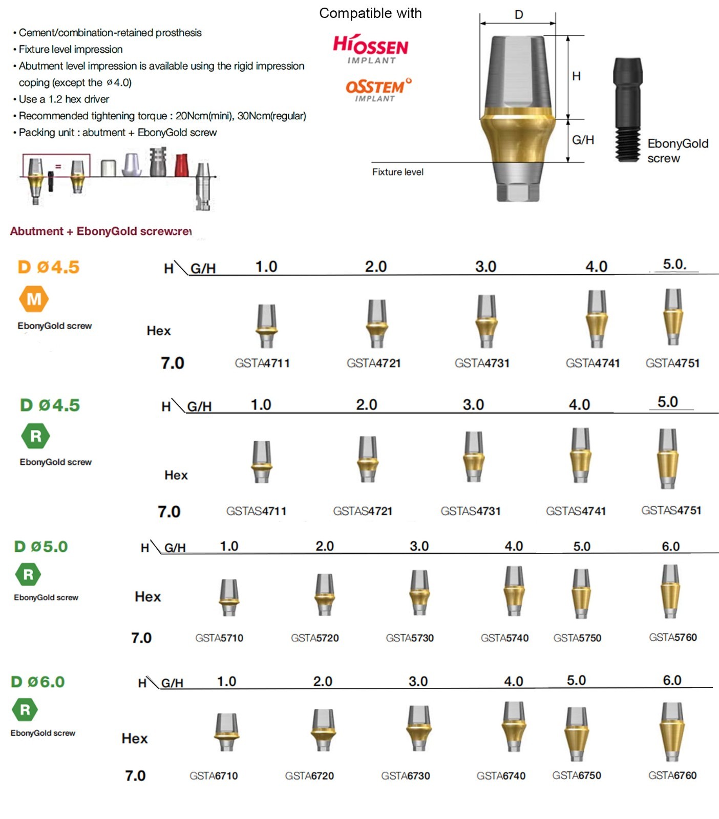 Hiossen ET Dental zest Locator/Healing/Straight/Angulated Abutment Mini/Regular