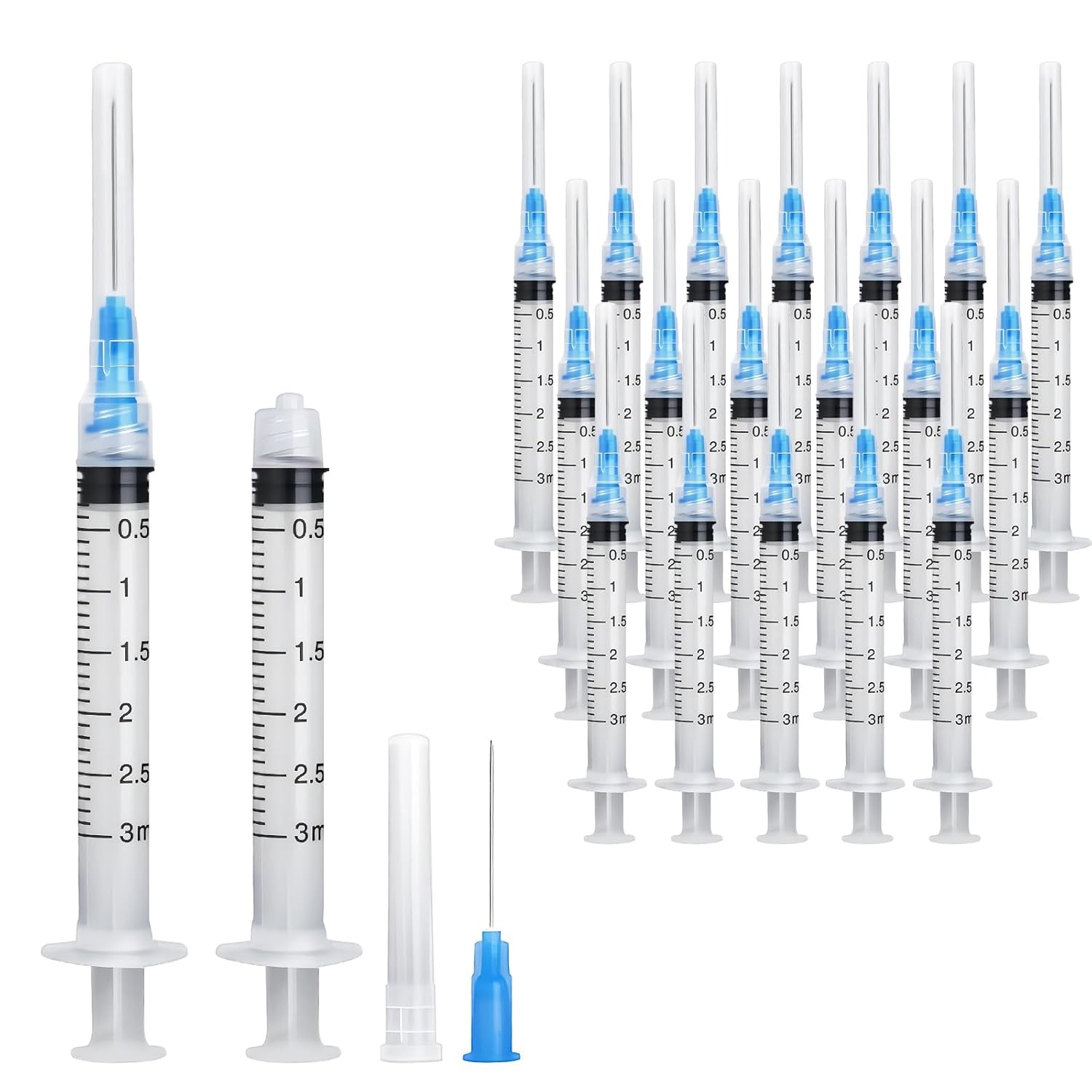 20 Pack 3ml Syringes with 23G 1 Inch, Disposable Luer Lock Syringe Individually