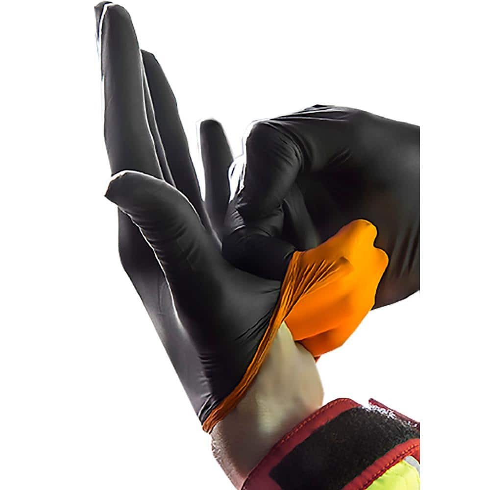 Pop-N-Go Black Disposable Heavy Duty Nitrile Gloves, Size Large (80-Count)