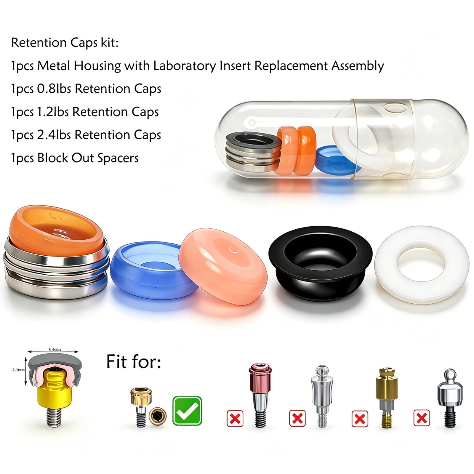 Neodent GM Overdenture Abutment Removable Anchor for NEODENT GRAND MORSE 1-6mm G
