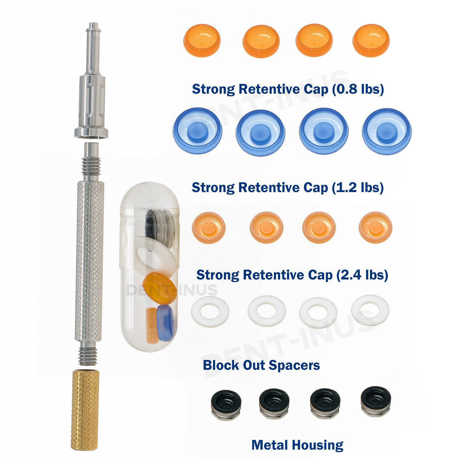 Strong Retentive Caps Overdenture Attachment Abutments Dental Metal Housing