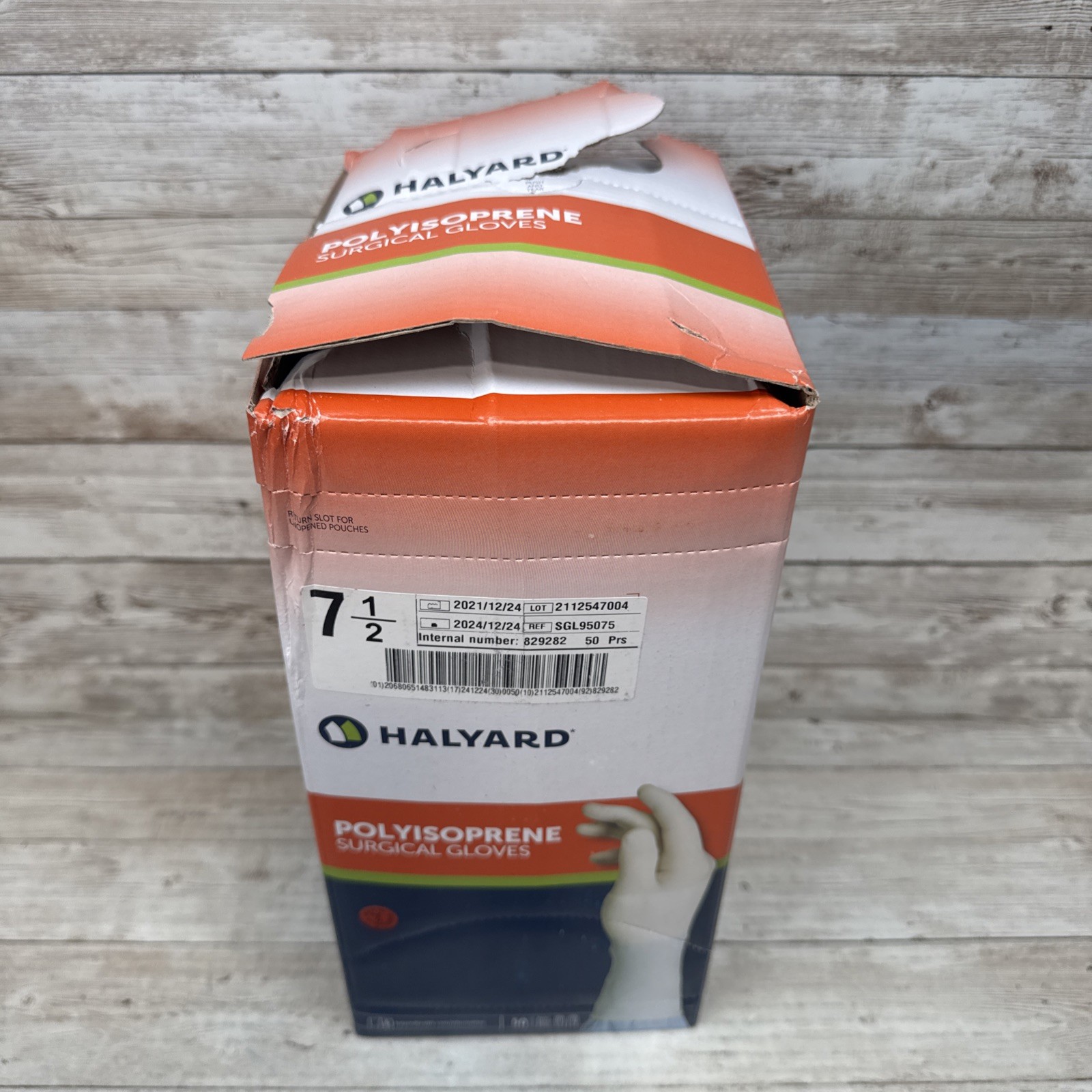 HALYARD Polyisoprene Surgical Gloves Size: 7.5 *DENTED BOX* *See Date*12-24
