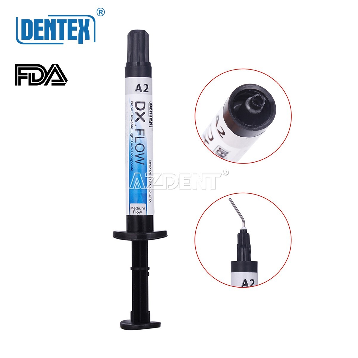 Dentex Dental Flowable Light Cure Composite Resin Medium/Low Flow A1 A2 A3