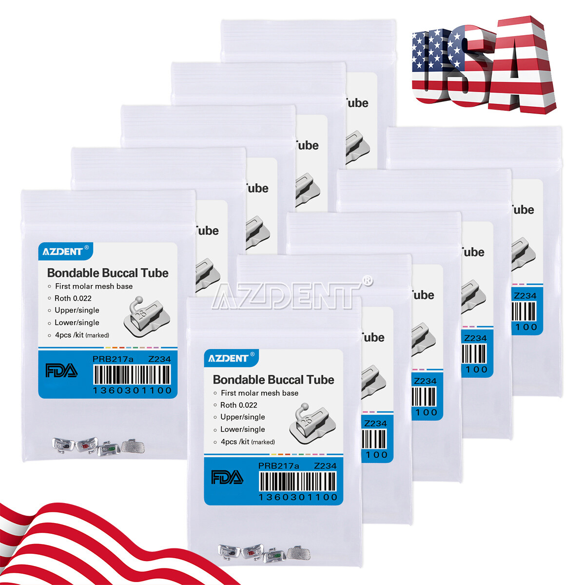 20Pack Dental Ortho Bondable Buccal Tubes 1st Molar Roth 0.022 Mesh Marked