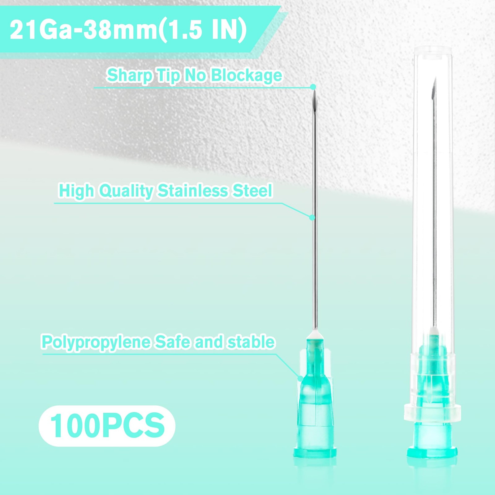100 Pack 21 Gauge 1.5 Inch Sterile Disposable Lab Supplies, Scientific and In…