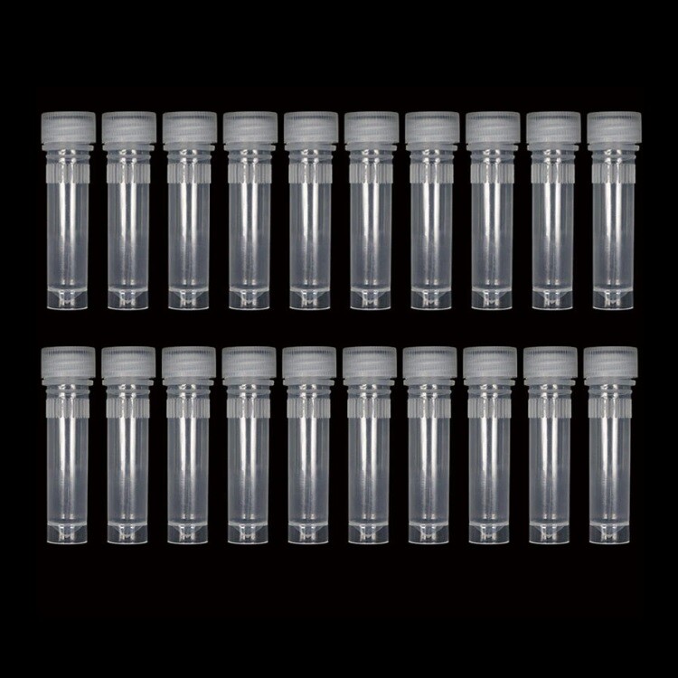 20x Small Plastic 1.5ml Small Vials Screw On Cap Clear Test Tube Mini Lab Bottle