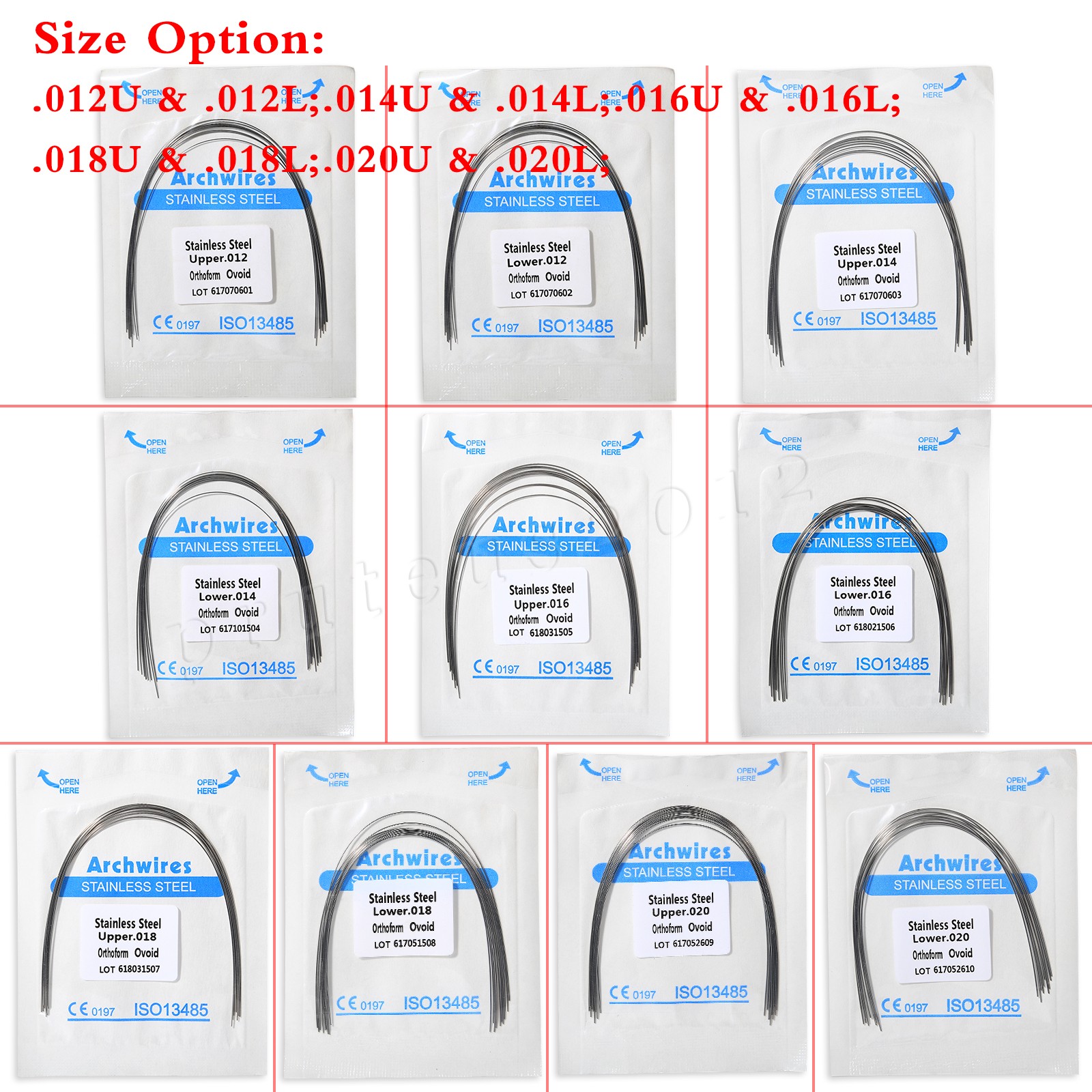 Dental Orthodontic Stainless Steel Wire Round/Rectangular Arch Wires Ovoid