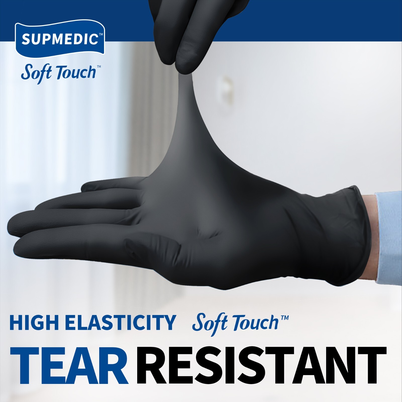 Medical Nitrile Exam Gloves Powder-Free Food-Safe Disposable Glove Black 100 PCs