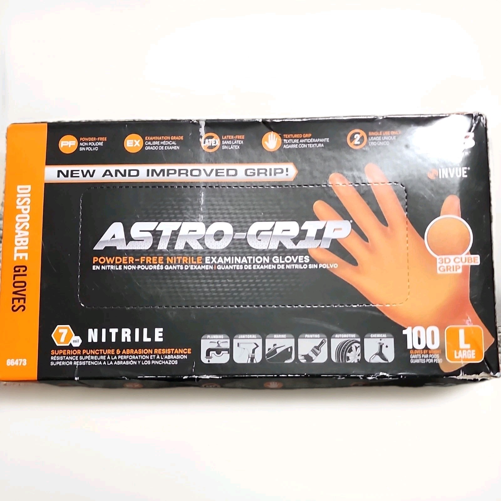 SAS Safety Corp Astro-Grip Nitrile Powder-Free Gloves Large 100ct MPN 66473
