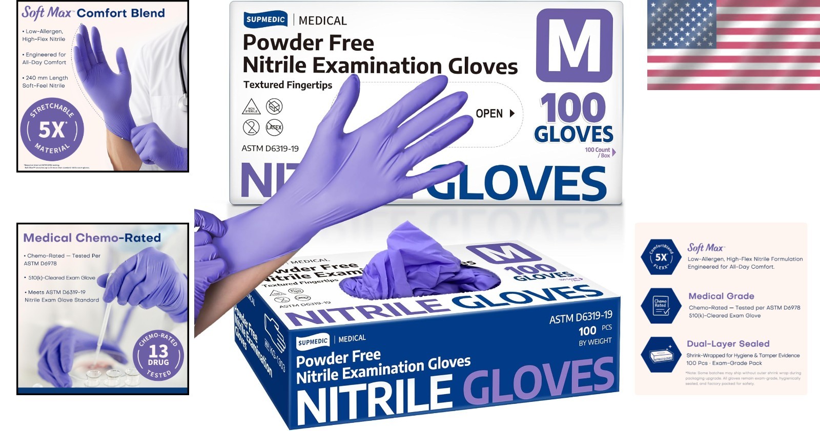 Medical-Grade Nitrile Disposable Gloves – 100 Ct, Latex-Free & Food Safe